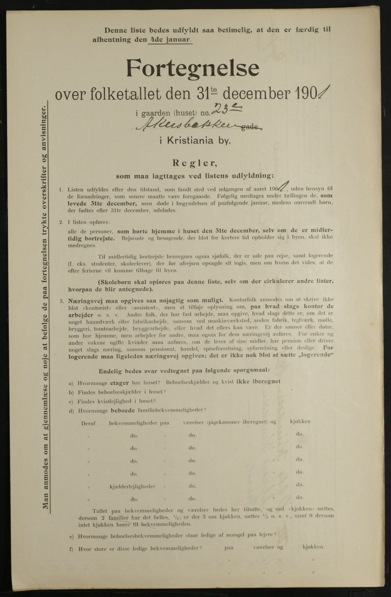 OBA, Municipal Census 1901 for Kristiania, 1901, p. 1354