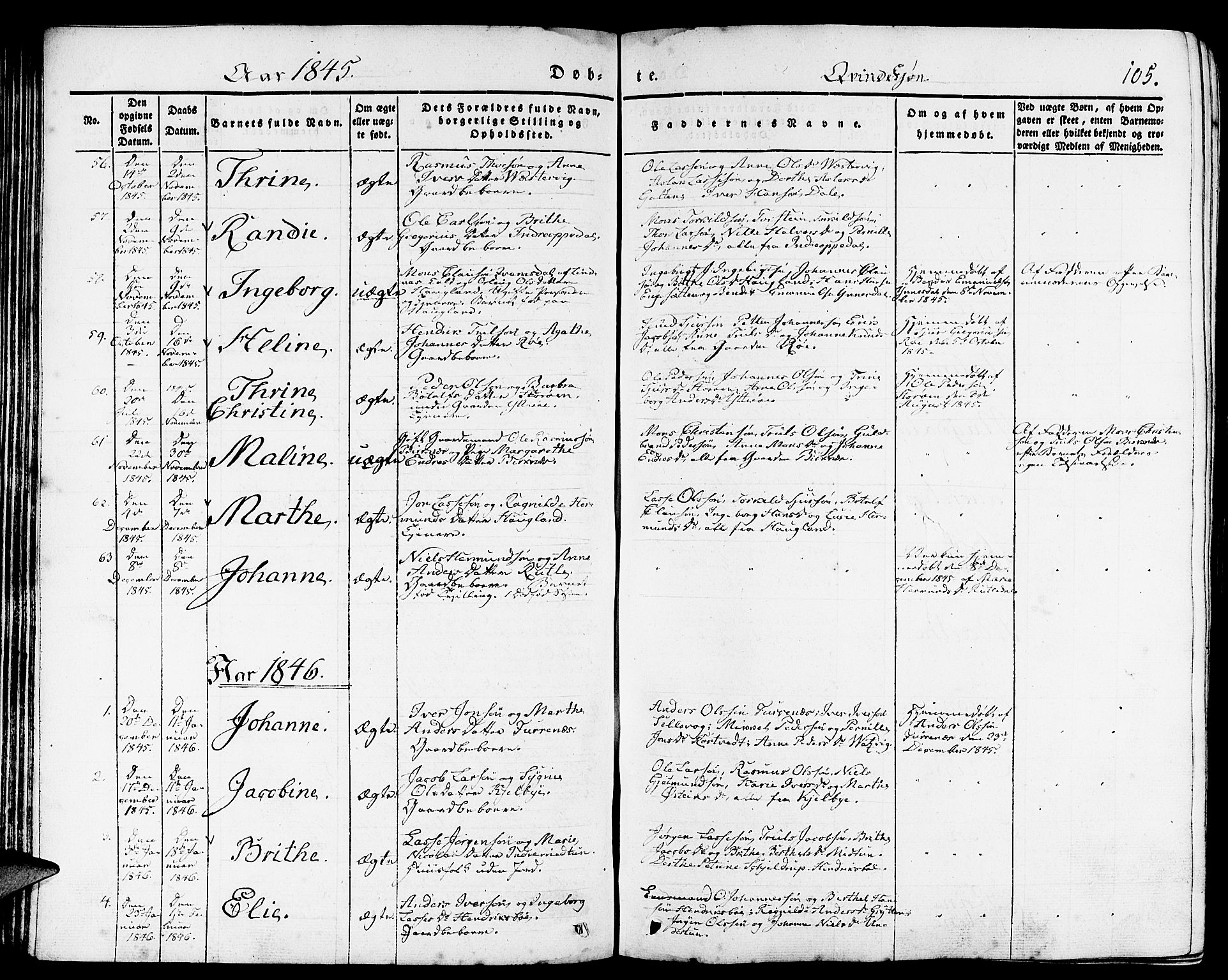 Gulen sokneprestembete, AV/SAB-A-80201/H/Haa/Haaa/L0020: Parish register (official) no. A 20, 1837-1847, p. 105