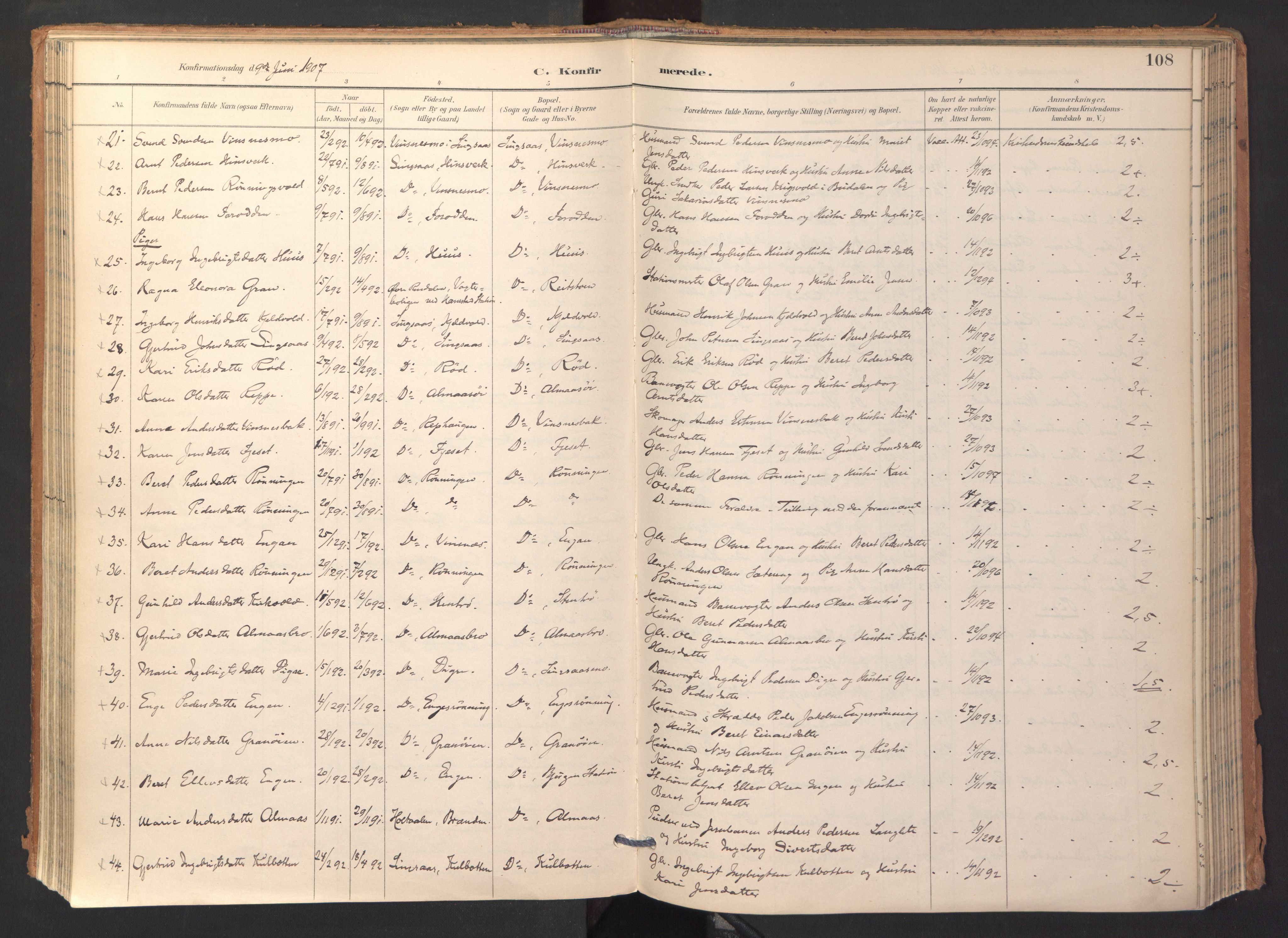 Ministerialprotokoller, klokkerbøker og fødselsregistre - Sør-Trøndelag, SAT/A-1456/688/L1025: Parish register (official) no. 688A02, 1891-1909, p. 108