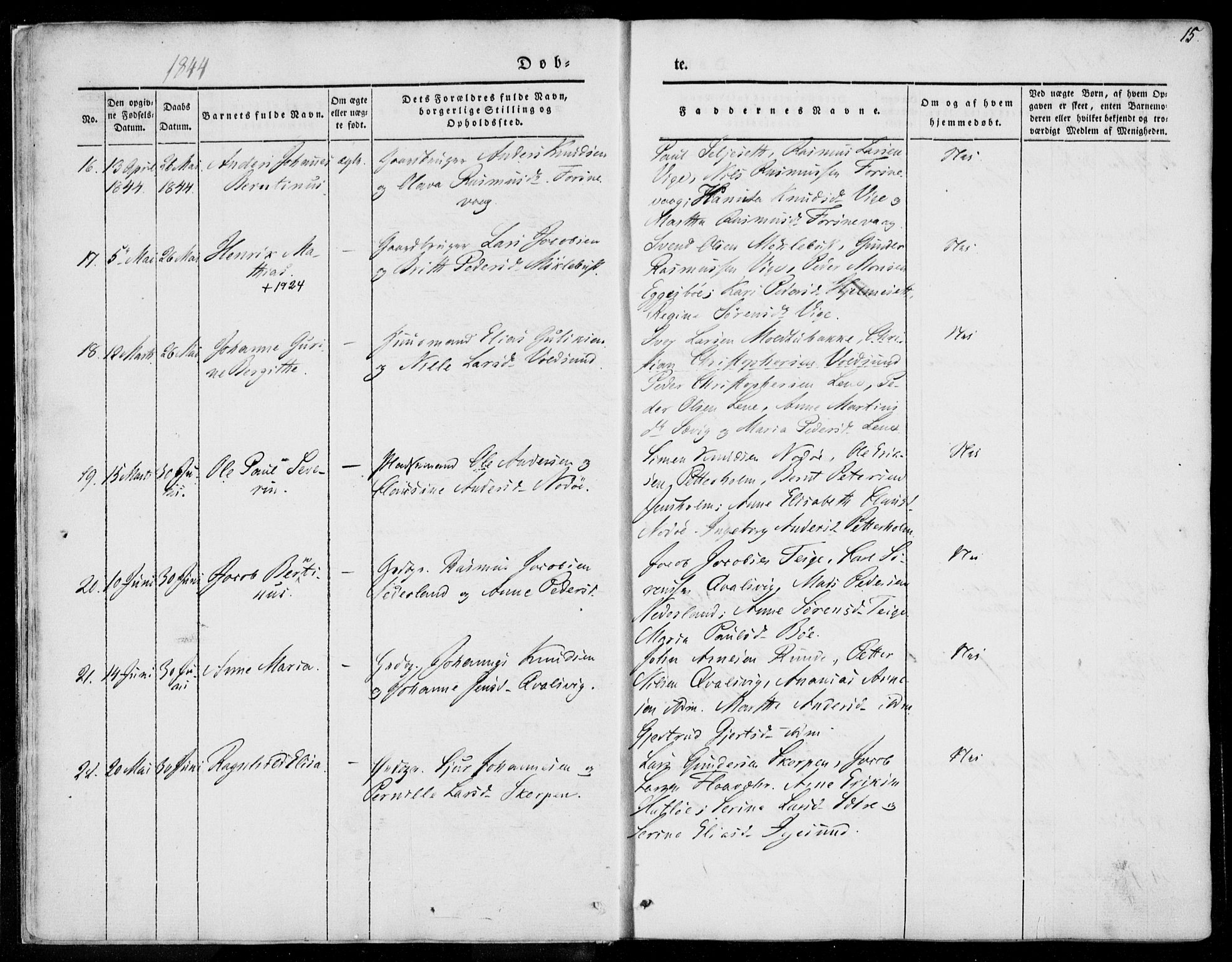 Ministerialprotokoller, klokkerbøker og fødselsregistre - Møre og Romsdal, AV/SAT-A-1454/507/L0070: Parish register (official) no. 507A05, 1842-1873, p. 15