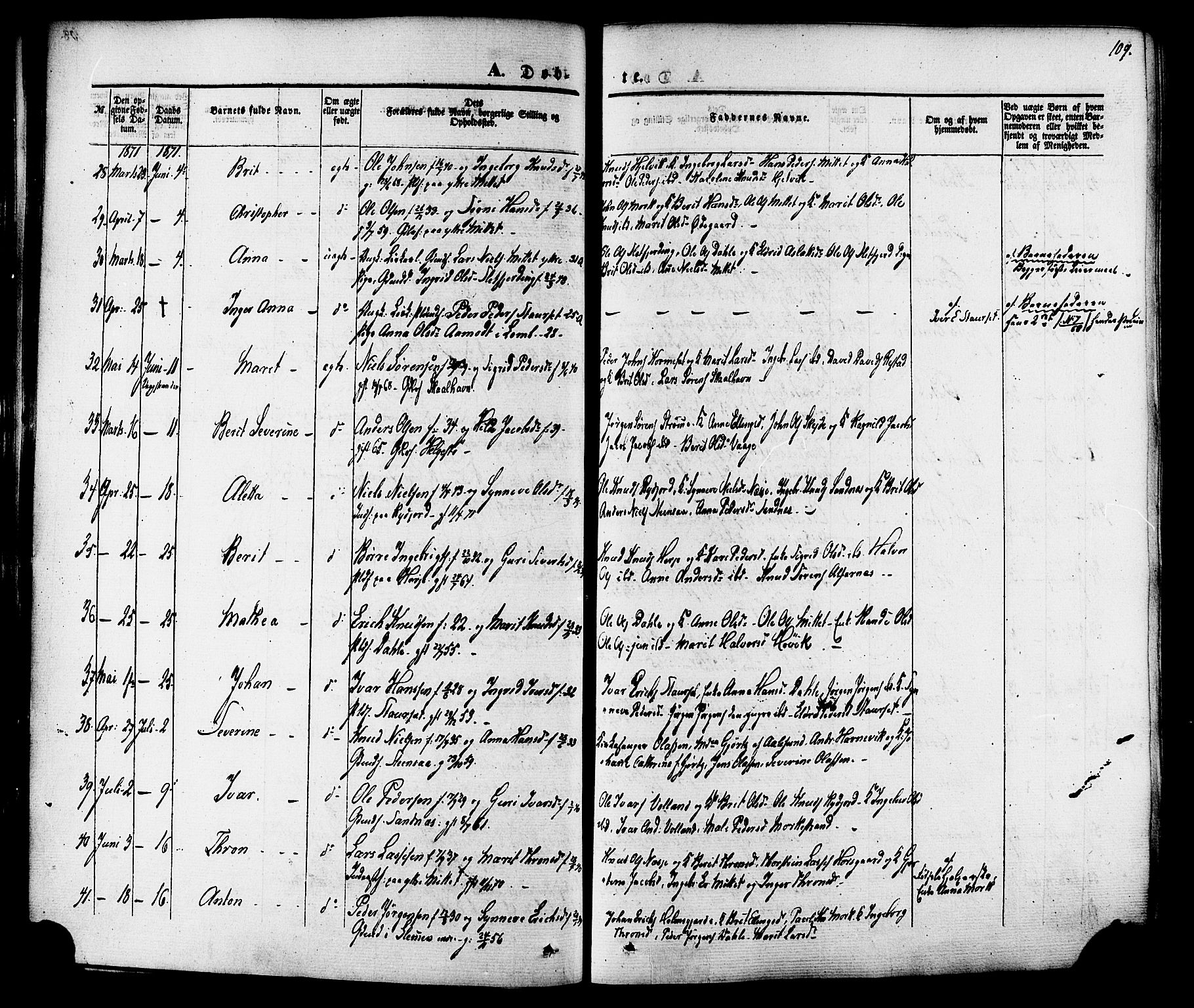 Ministerialprotokoller, klokkerbøker og fødselsregistre - Møre og Romsdal, SAT/A-1454/547/L0603: Parish register (official) no. 547A05, 1846-1877, p. 109