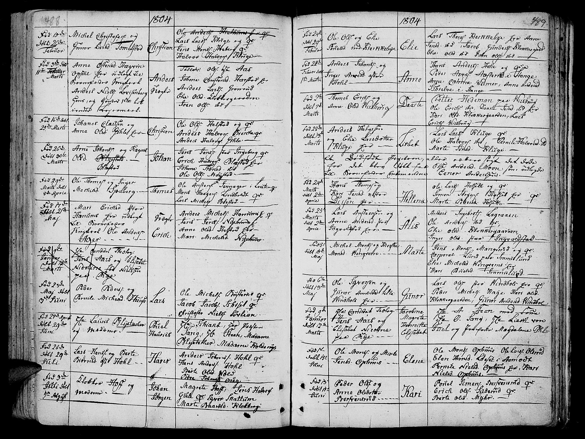 Vang prestekontor, Hedmark, AV/SAH-PREST-008/H/Ha/Haa/L0005: Parish register (official) no. 5, 1732-1809, p. 488-489