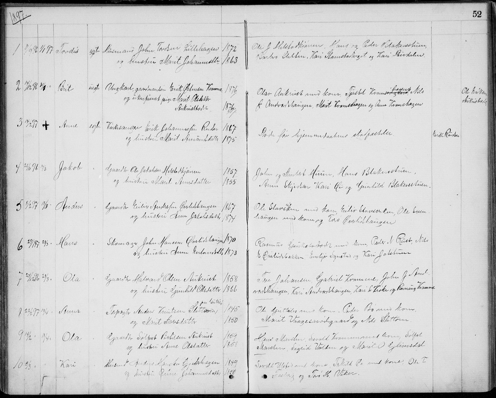 Lom prestekontor, AV/SAH-PREST-070/L/L0013: Parish register (copy) no. 13, 1874-1938, p. 52