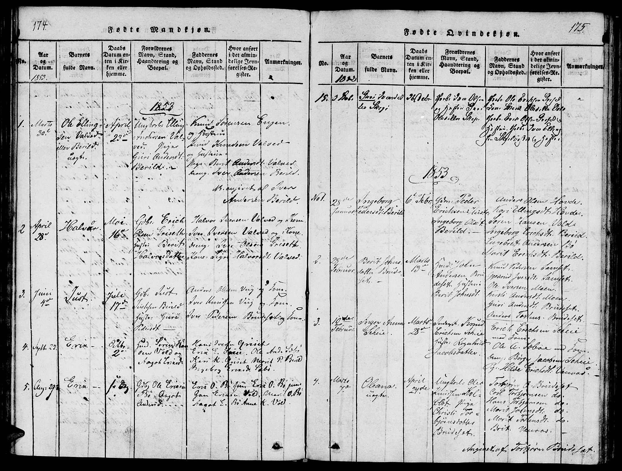 Ministerialprotokoller, klokkerbøker og fødselsregistre - Møre og Romsdal, AV/SAT-A-1454/543/L0561: Parish register (official) no. 543A01, 1818-1853, p. 174-175