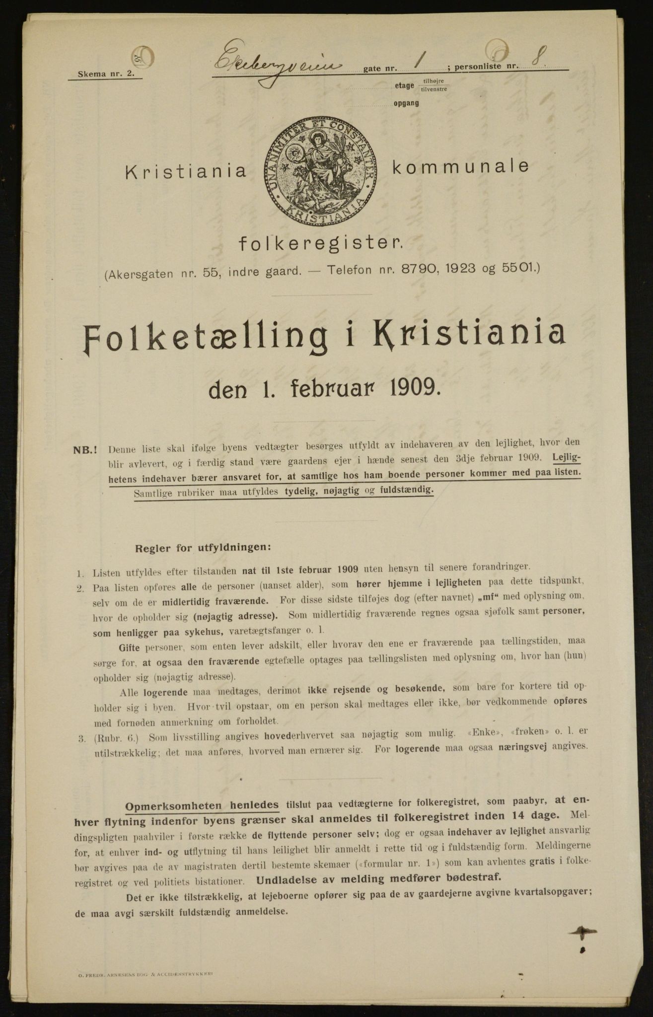 OBA, Municipal Census 1909 for Kristiania, 1909, p. 18176