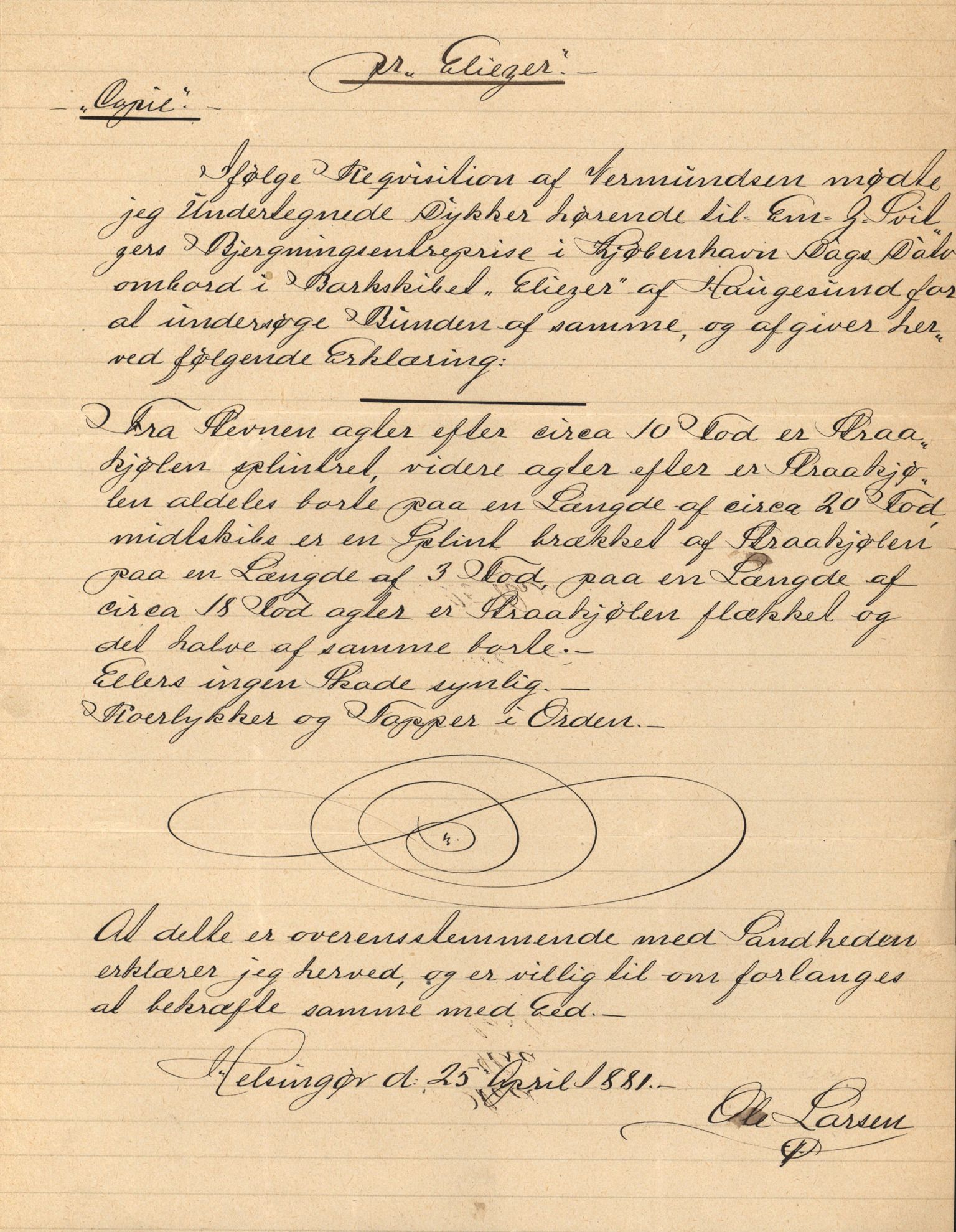 Pa 63 - Østlandske skibsassuranceforening, VEMU/A-1079/G/Ga/L0014/0001: Havaridokumenter / Mette, Margrethe, Eliezer, Dagny, 1881, p. 19