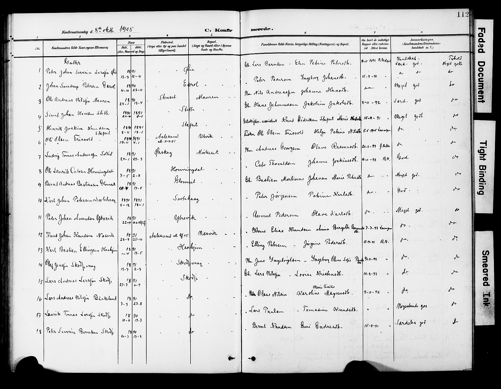 Ministerialprotokoller, klokkerbøker og fødselsregistre - Møre og Romsdal, AV/SAT-A-1454/524/L0366: Parish register (copy) no. 524C07, 1900-1931, p. 112