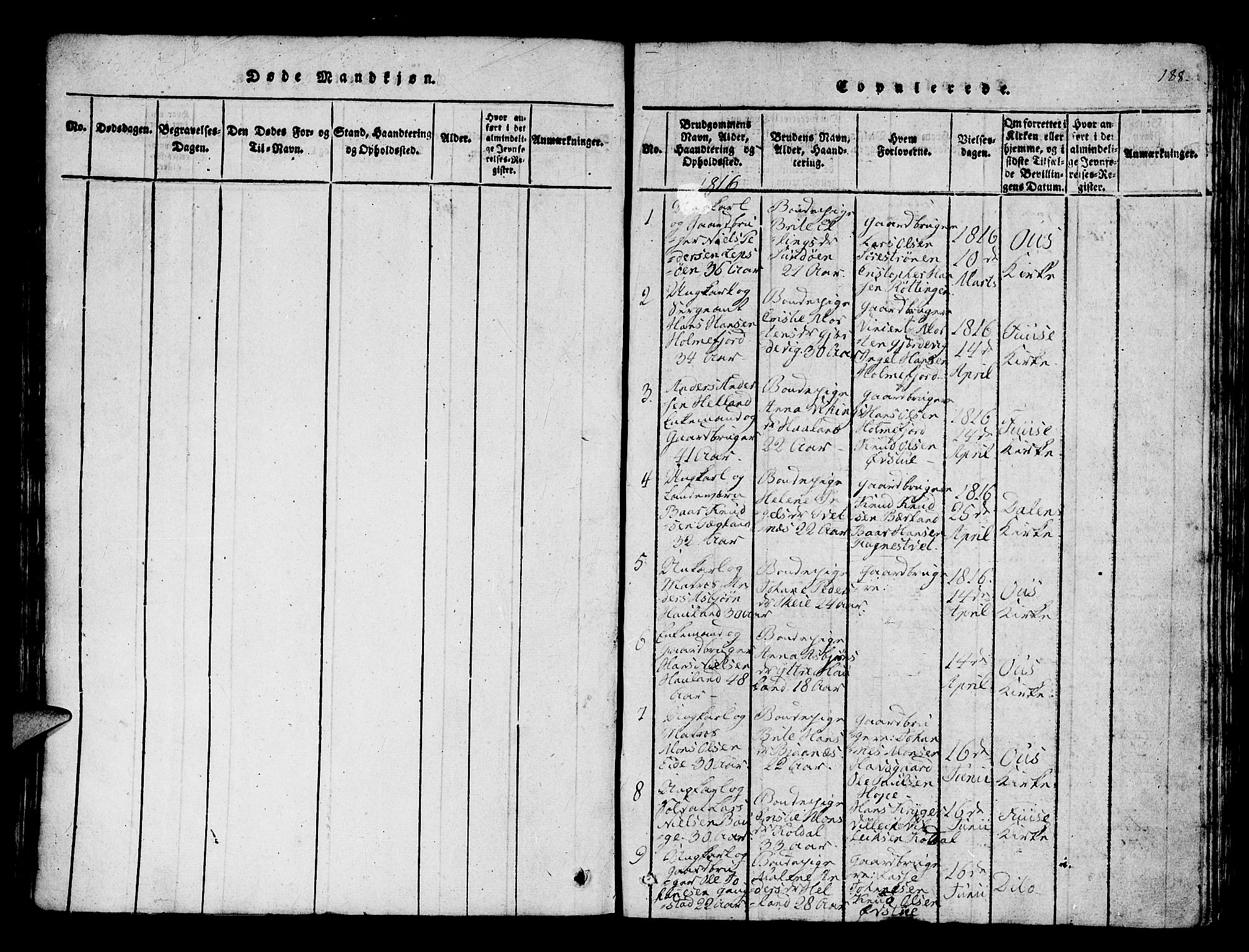 Os sokneprestembete, SAB/A-99929: Parish register (official) no. A 12, 1816-1825, p. 188