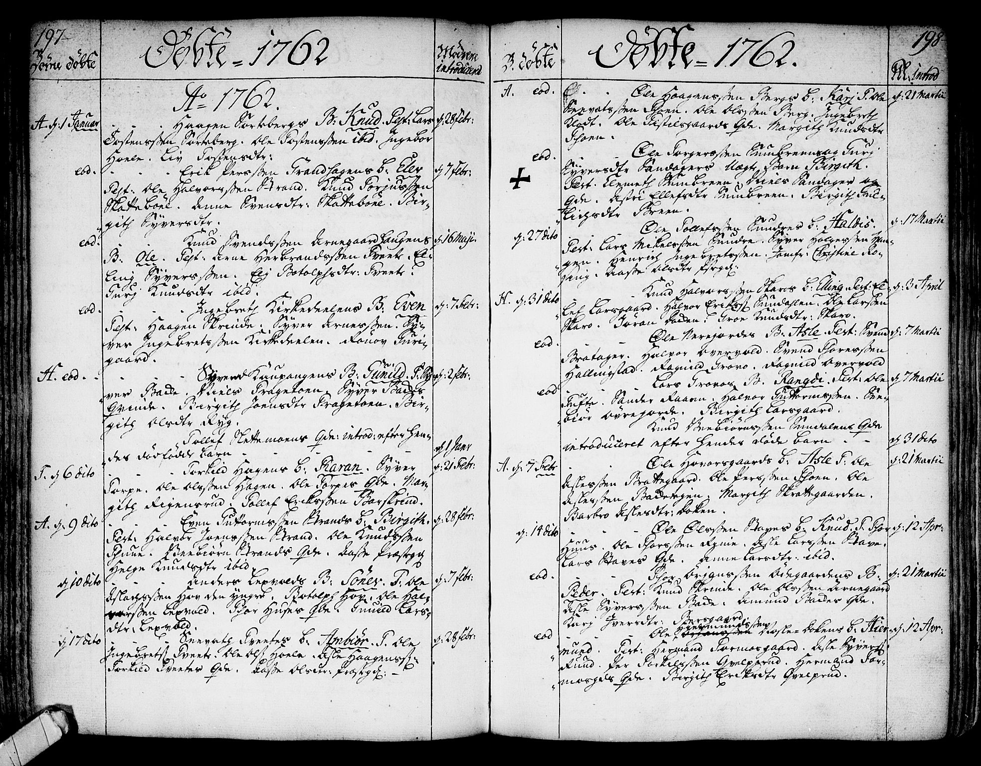 Ål kirkebøker, AV/SAKO-A-249/F/Fa/L0001: Parish register (official) no. I 1, 1744-1769, p. 197-198