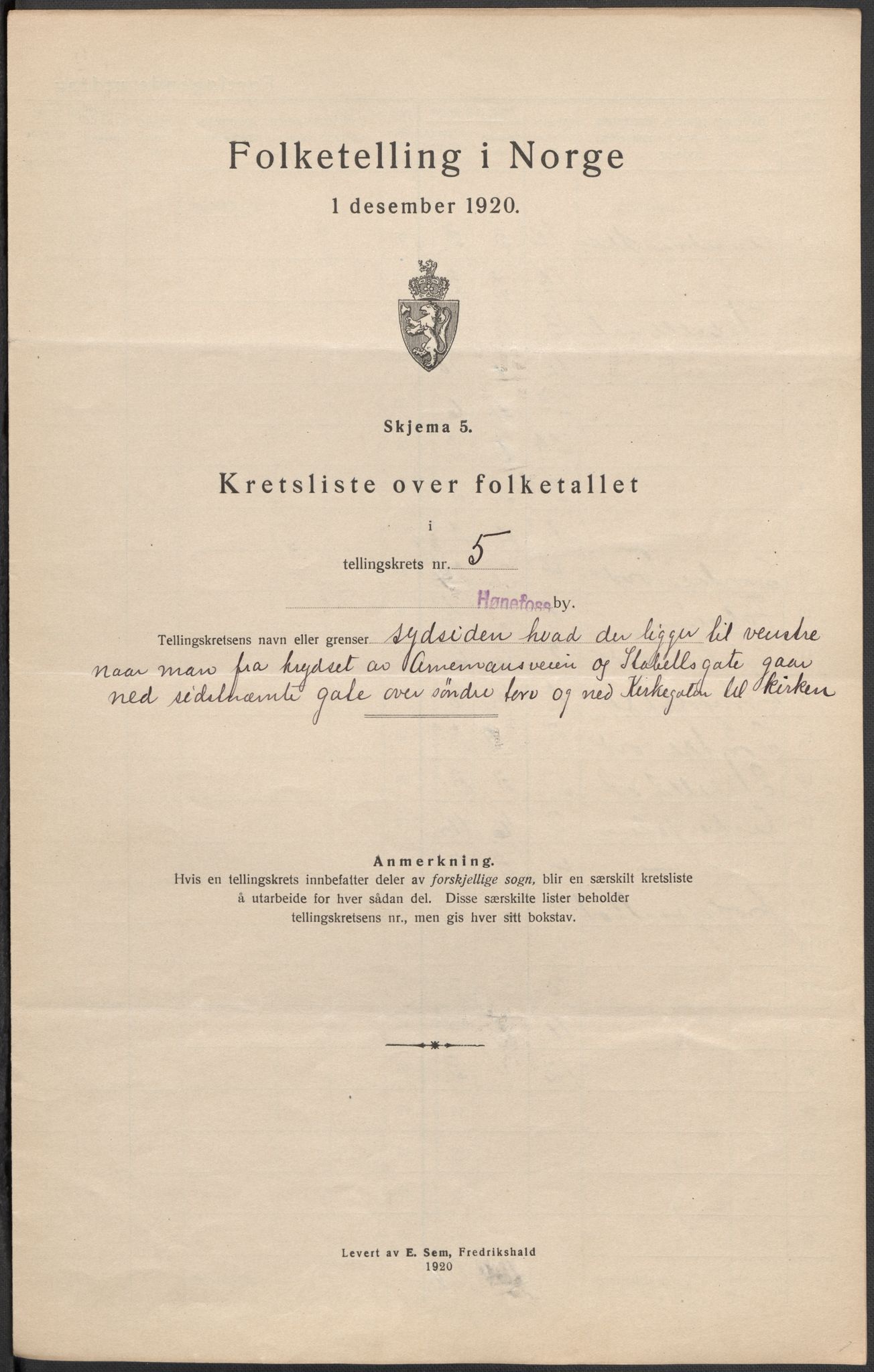 SAKO, 1920 census for Hønefoss, 1920, p. 17