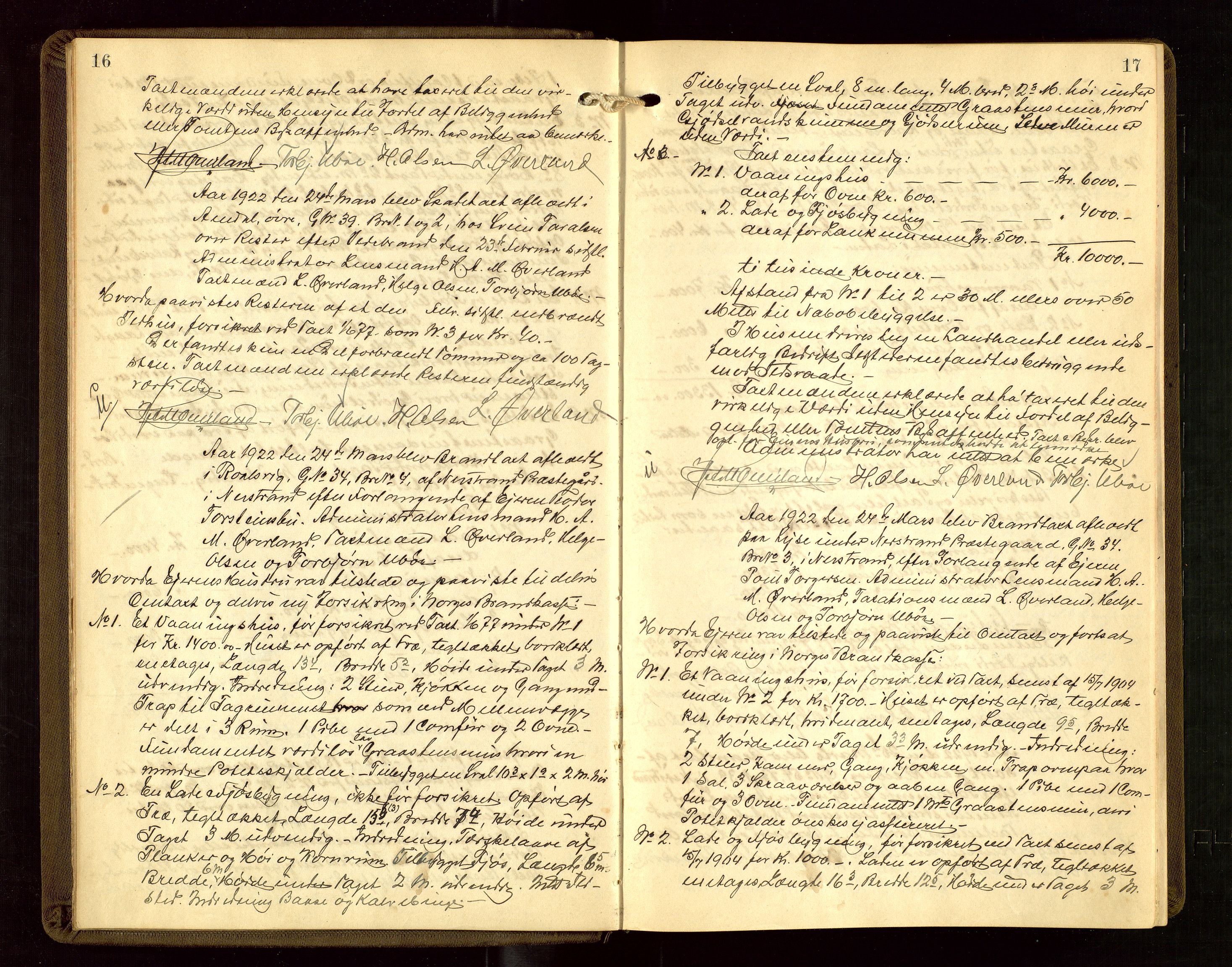 Nedstrand lensmannskontor, AV/SAST-A-100236/Goa/L0002: "Brandtakstprotokoll for lensmannen i Nedstrand", 1922-1955, p. 16-17