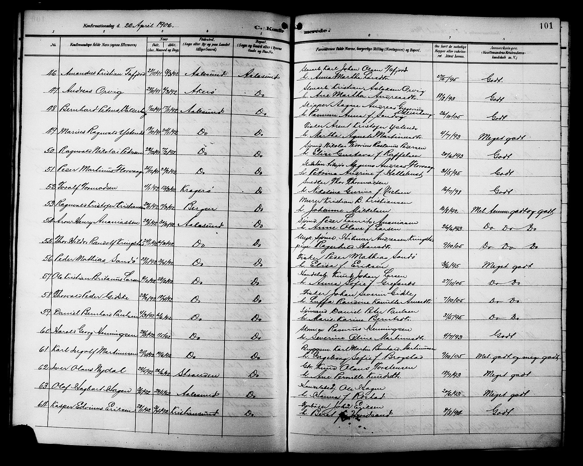 Ministerialprotokoller, klokkerbøker og fødselsregistre - Møre og Romsdal, AV/SAT-A-1454/529/L0469: Parish register (copy) no. 529C06, 1898-1906, p. 101