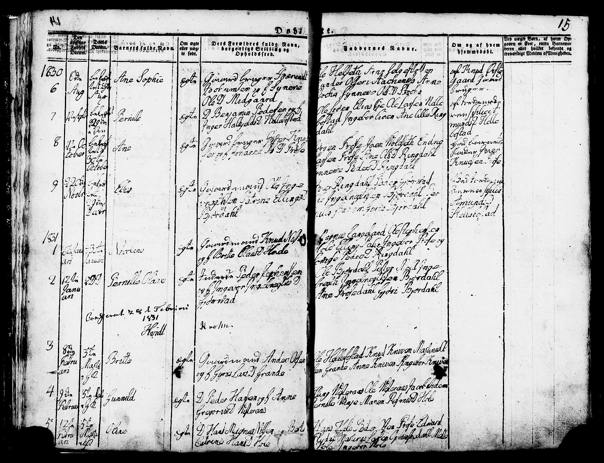 Ministerialprotokoller, klokkerbøker og fødselsregistre - Møre og Romsdal, SAT/A-1454/517/L0221: Parish register (official) no. 517A01, 1827-1858, p. 15
