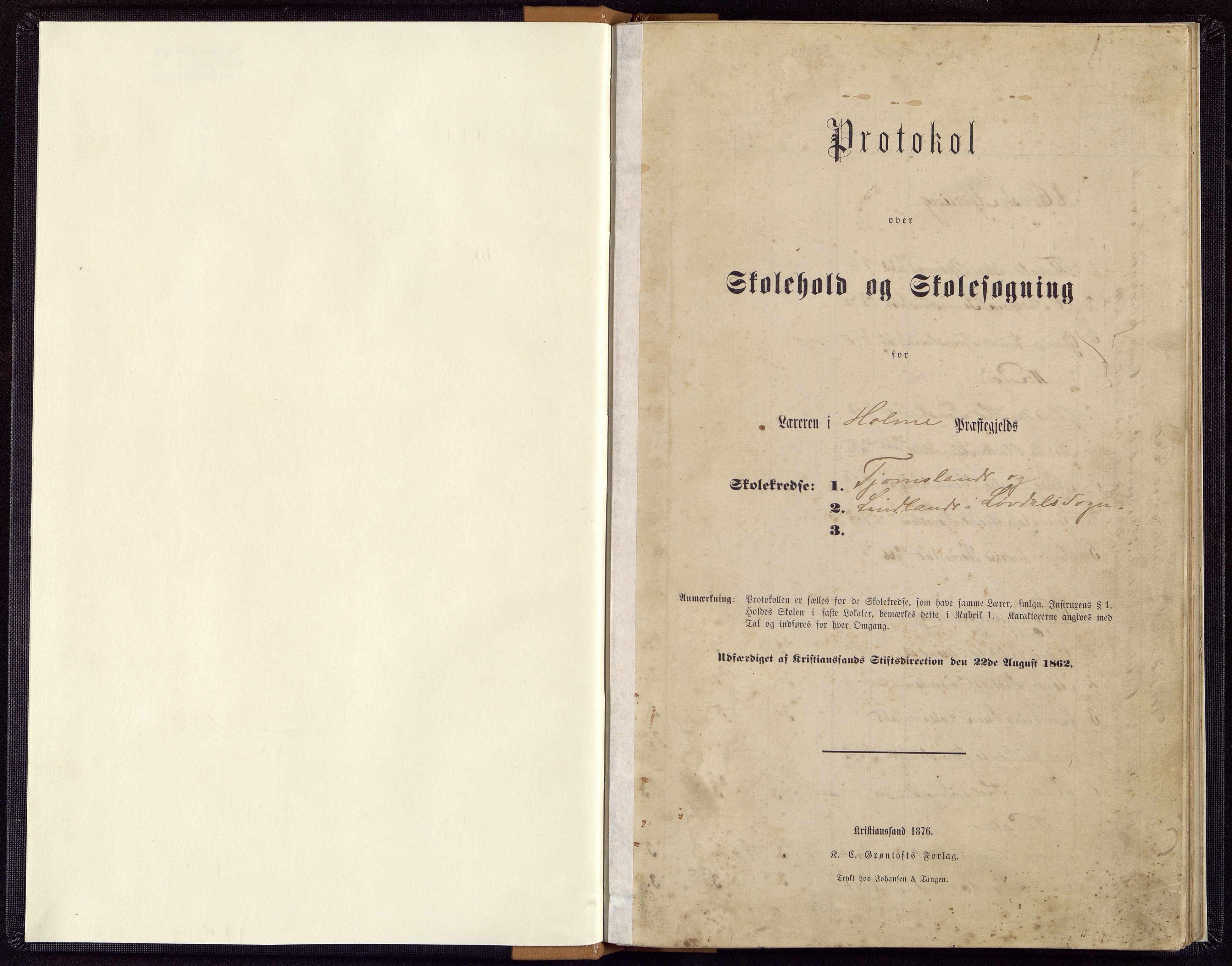 Øyslebø og Laudal kommune - Tjomsland Skole, ARKSOR/1021ØL556/H/L0002: Protokoll
(Lindland 1877 - 1894), 1877-1894