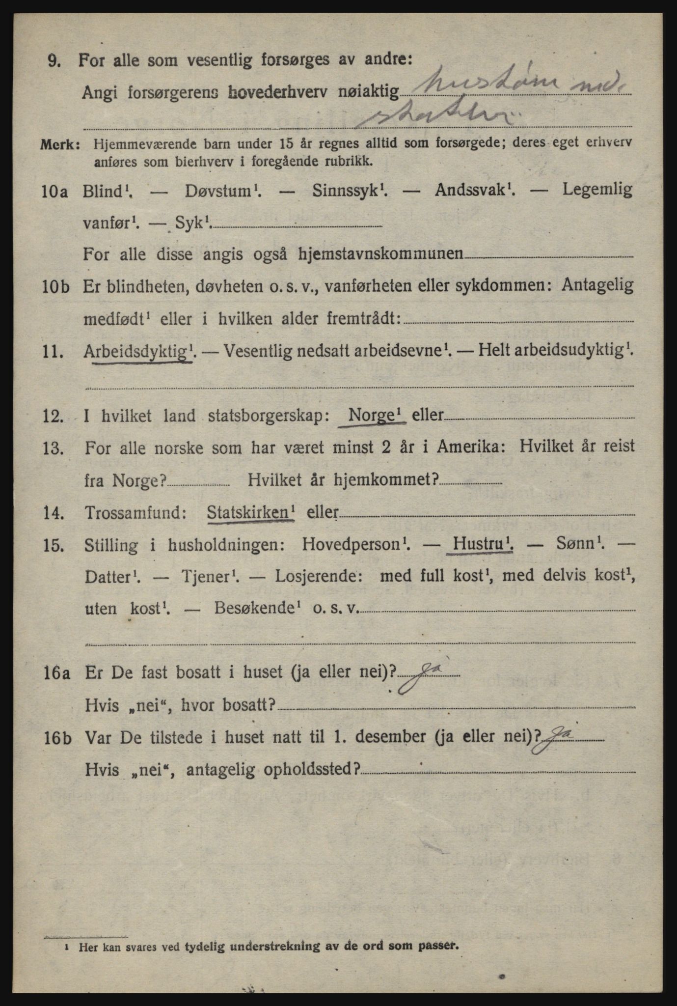 SAO, 1920 census for Berg, 1920, p. 2160