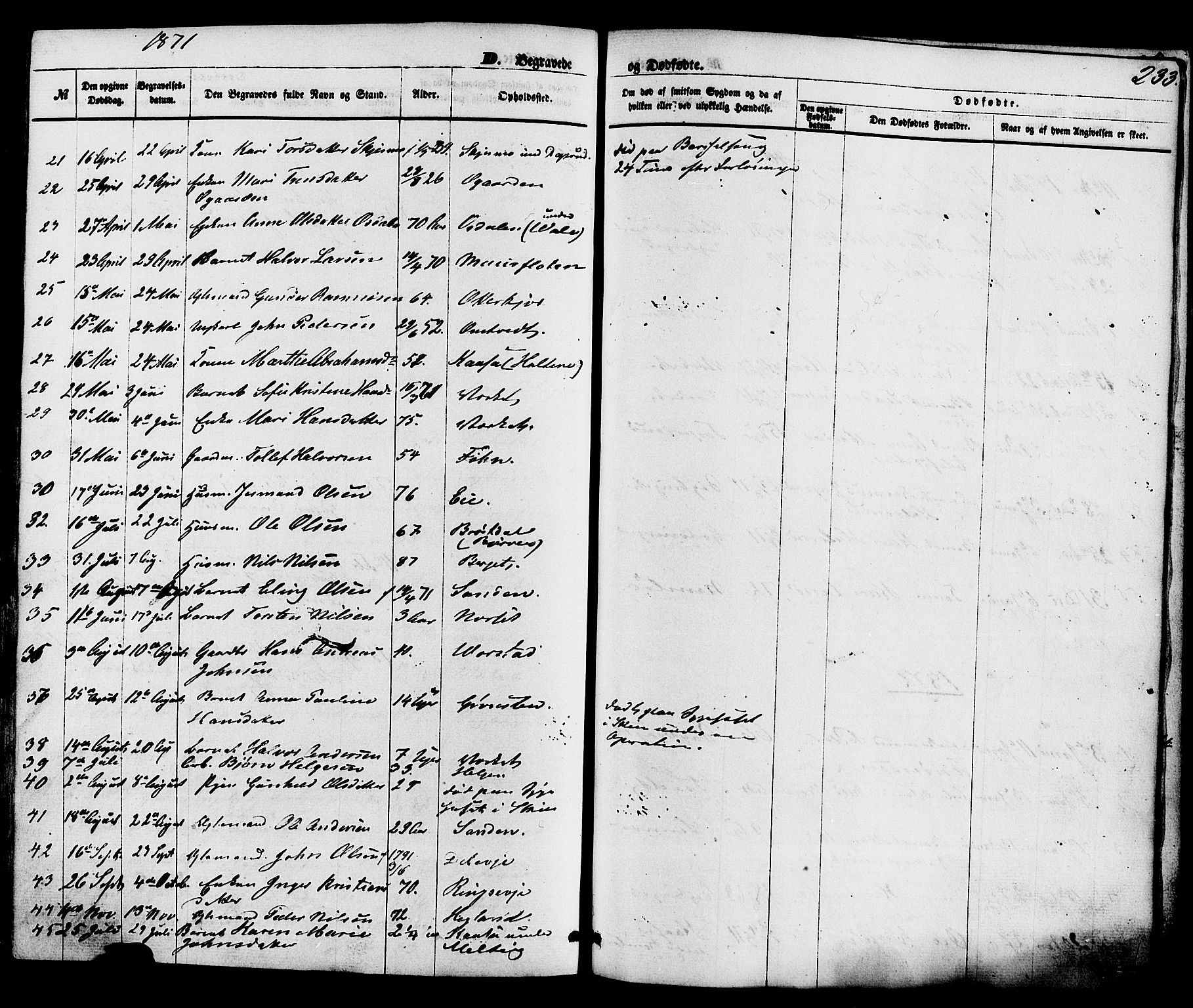 Holla kirkebøker, SAKO/A-272/F/Fa/L0007: Parish register (official) no. 7, 1869-1881, p. 233