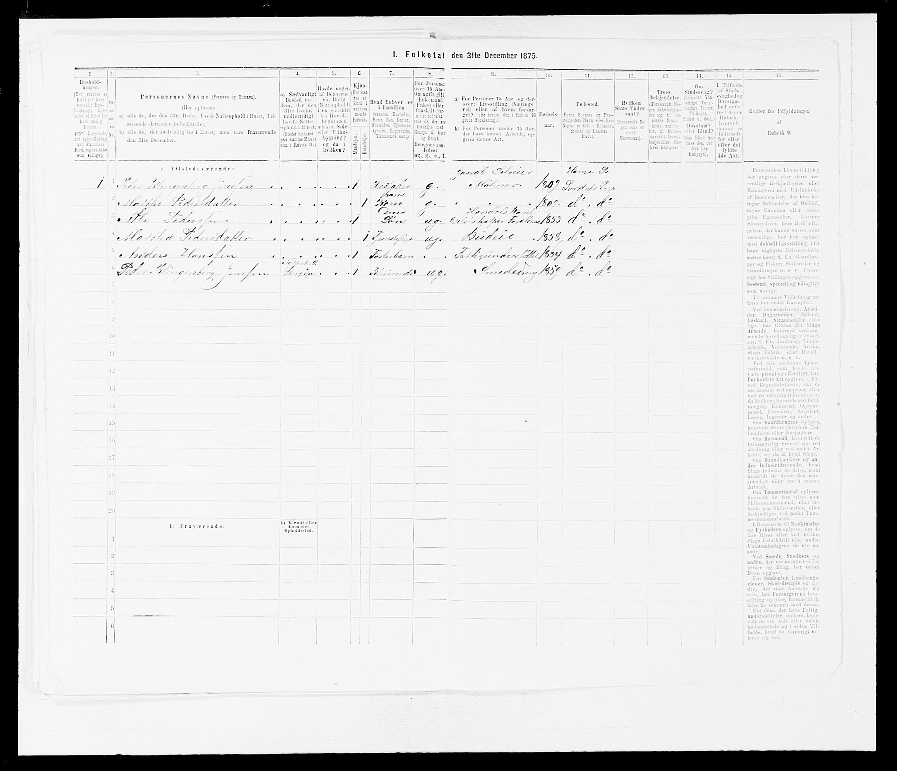 SAB, 1875 census for 1422P Lærdal, 1875, p. 138