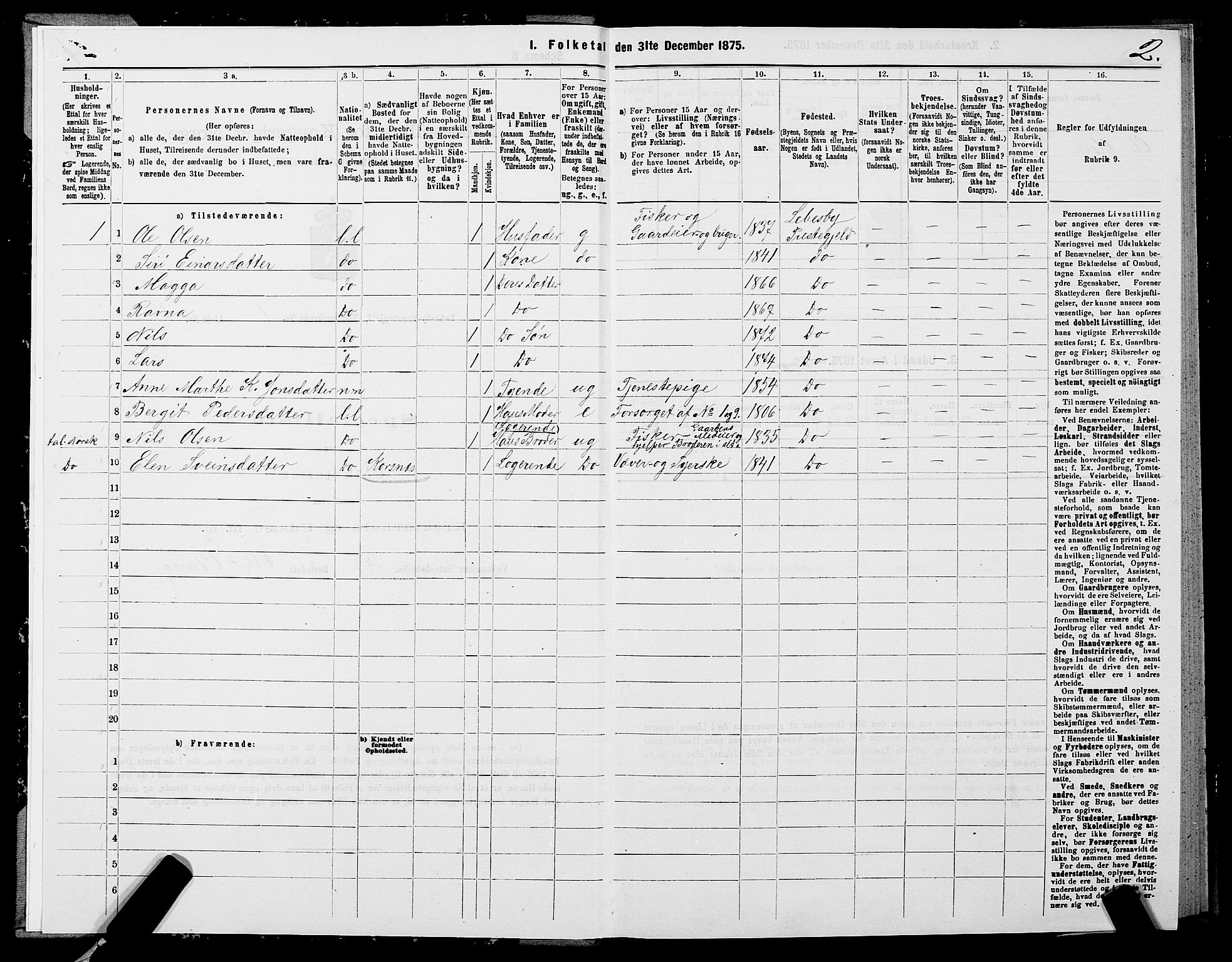 SATØ, 1875 census for 2022P Lebesby, 1875, p. 1002