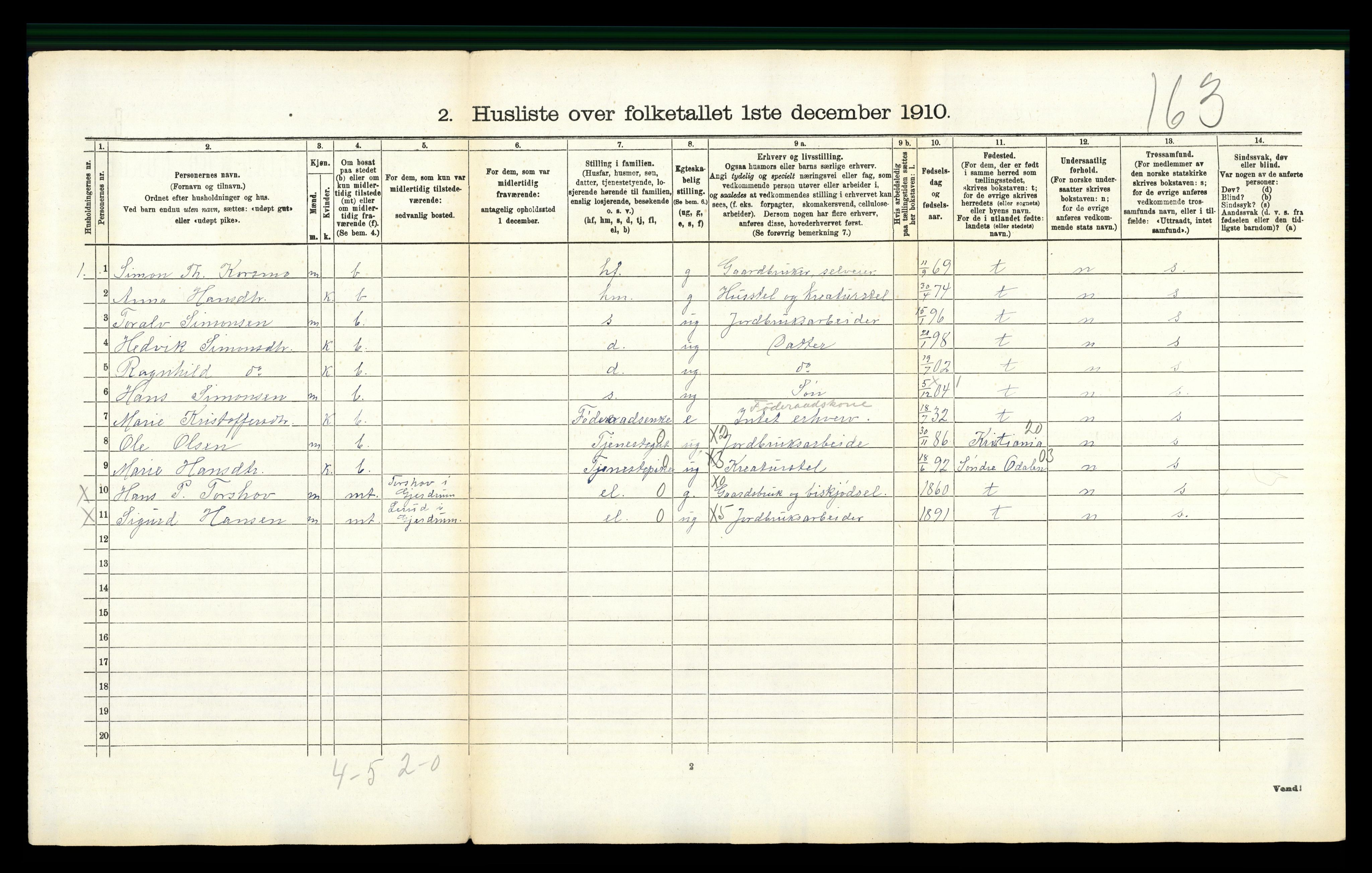 RA, 1910 census for Gjerdrum, 1910, p. 84