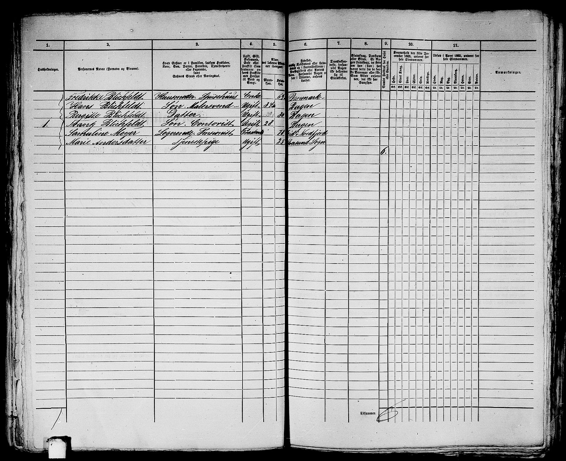 RA, 1865 census for Bergen, 1865, p. 2729