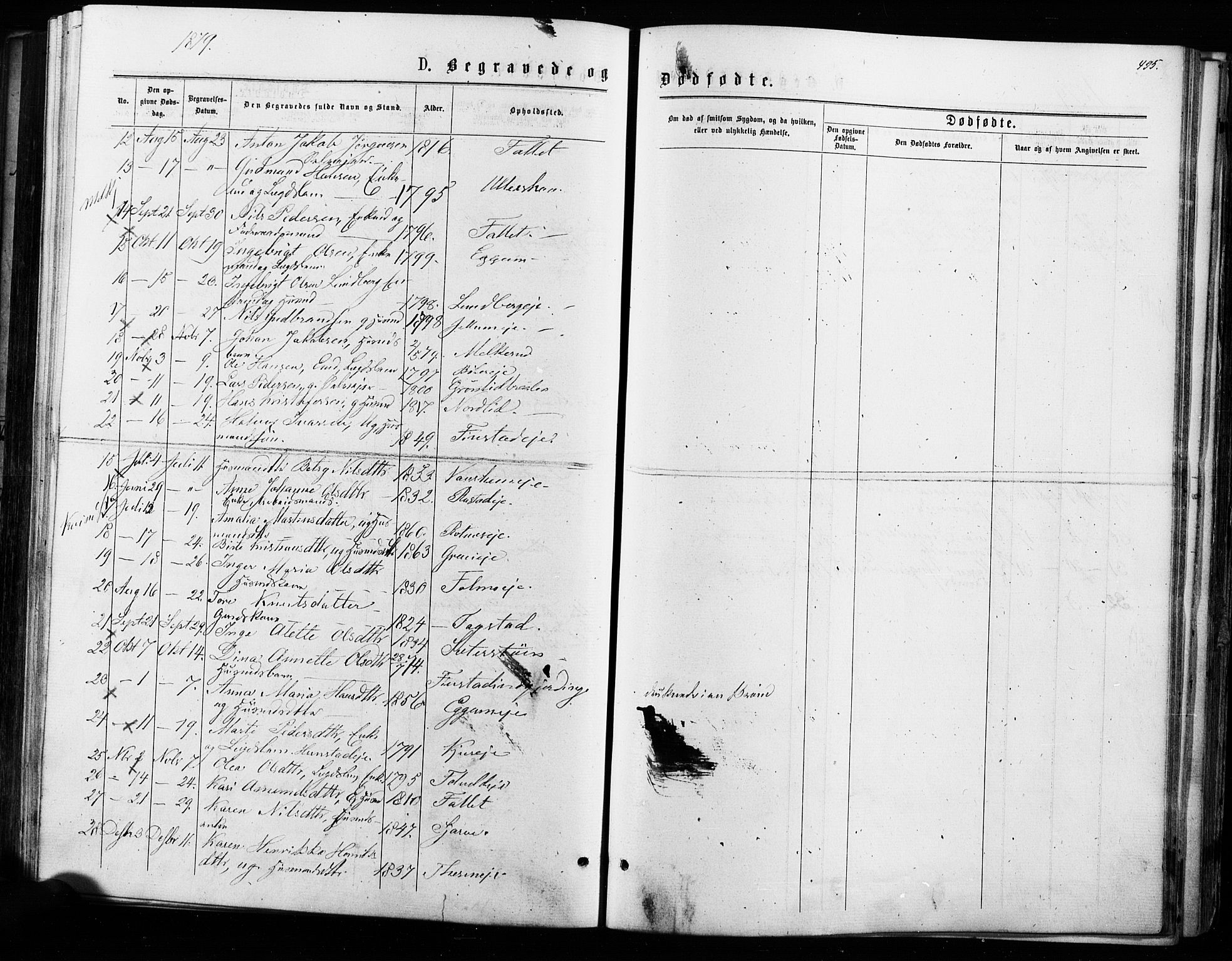 Nes prestekontor Kirkebøker, AV/SAO-A-10410/F/Fa/L0009: Parish register (official) no. I 9, 1875-1882, p. 495