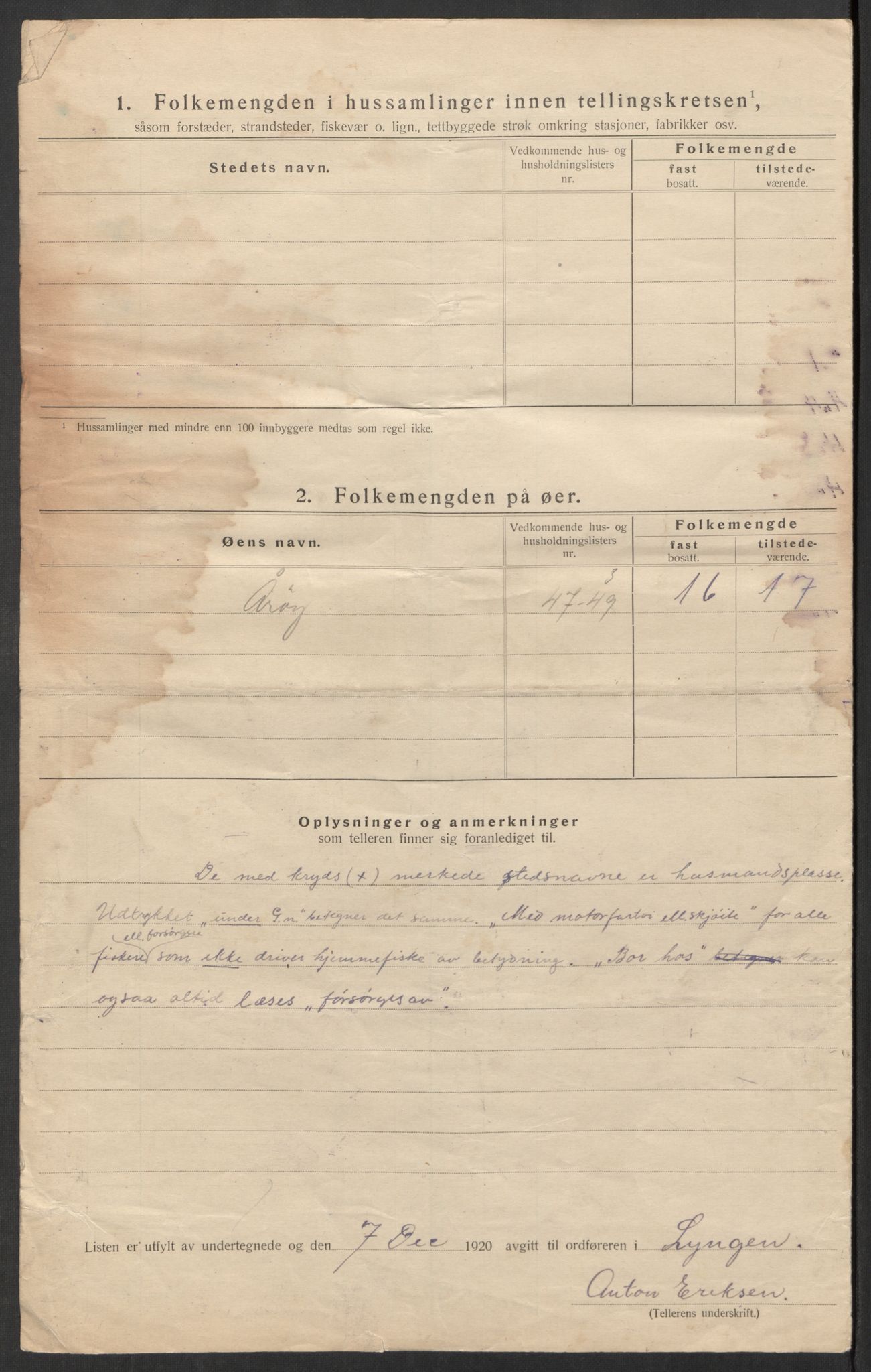 SATØ, 1920 census for Lyngen, 1920, p. 57