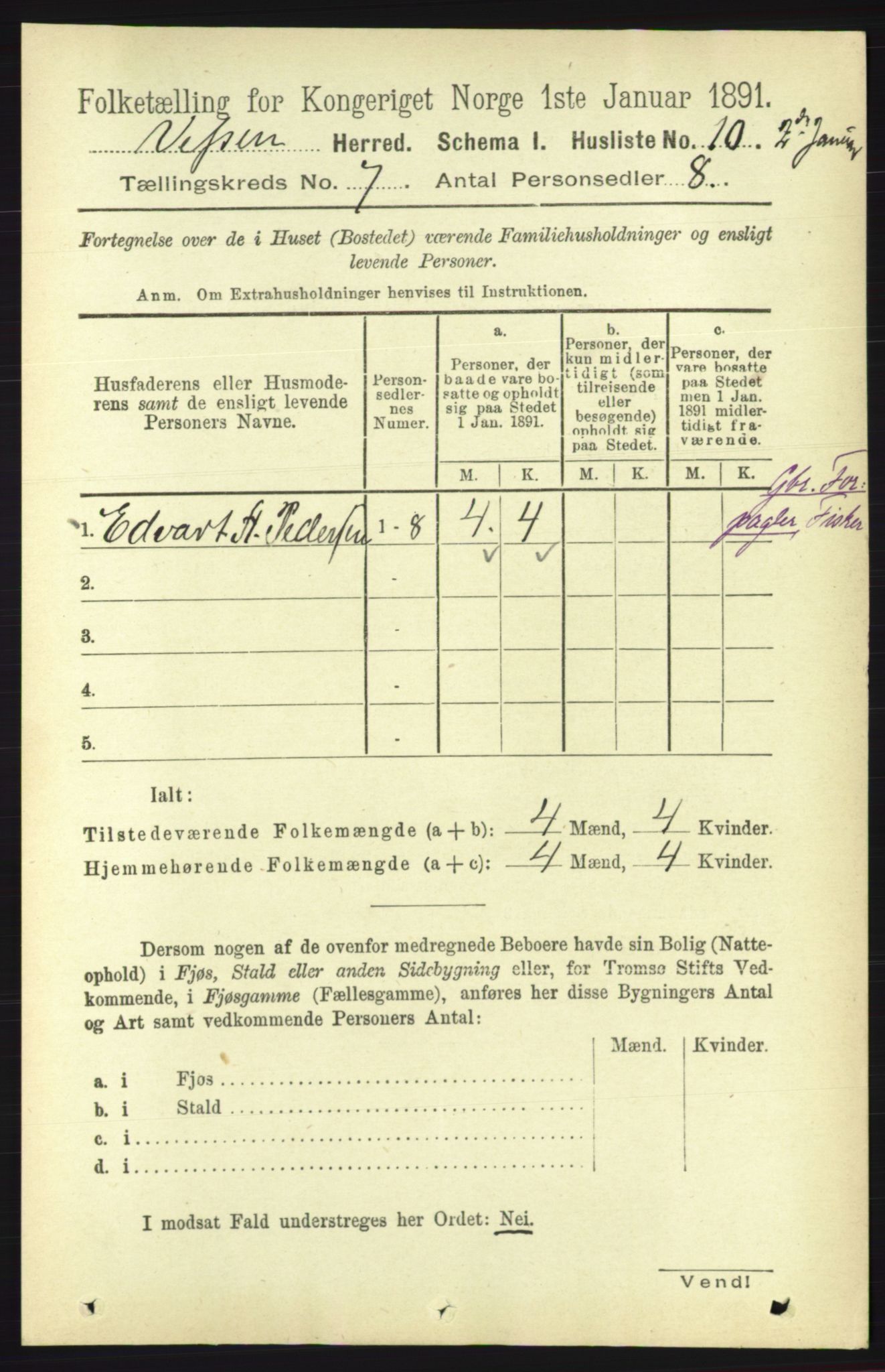 RA, 1891 census for 1824 Vefsn, 1891, p. 3582