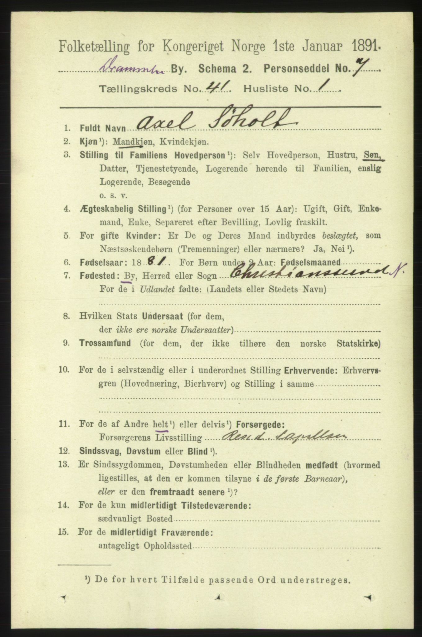 RA, 1891 census for 0602 Drammen, 1891, p. 24158