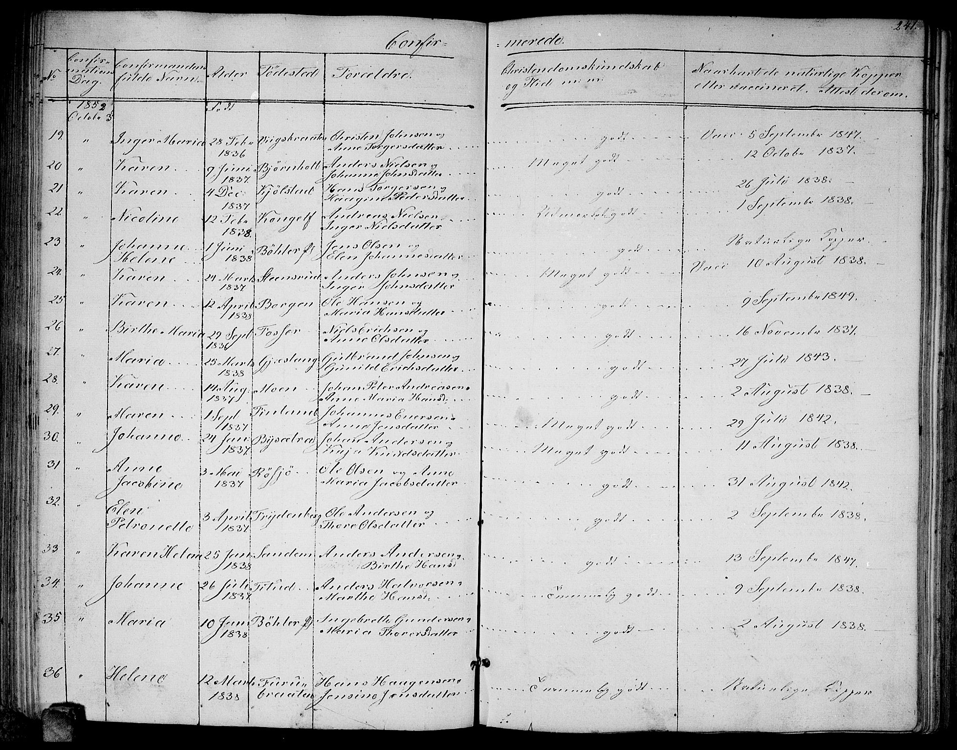 Enebakk prestekontor Kirkebøker, SAO/A-10171c/G/Ga/L0004: Parish register (copy) no. I 4, 1850-1866, p. 241