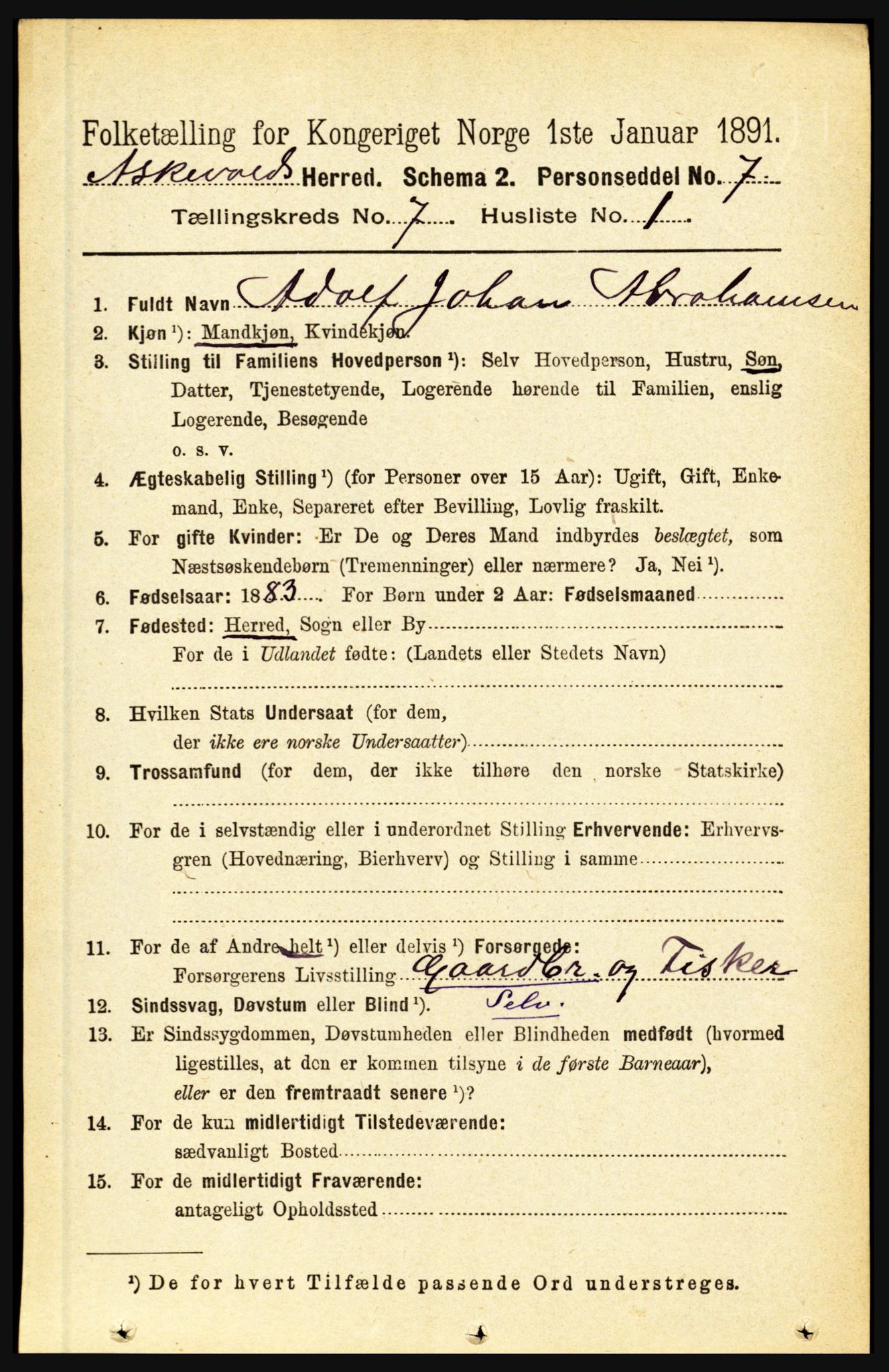 RA, 1891 census for 1428 Askvoll, 1891, p. 1891