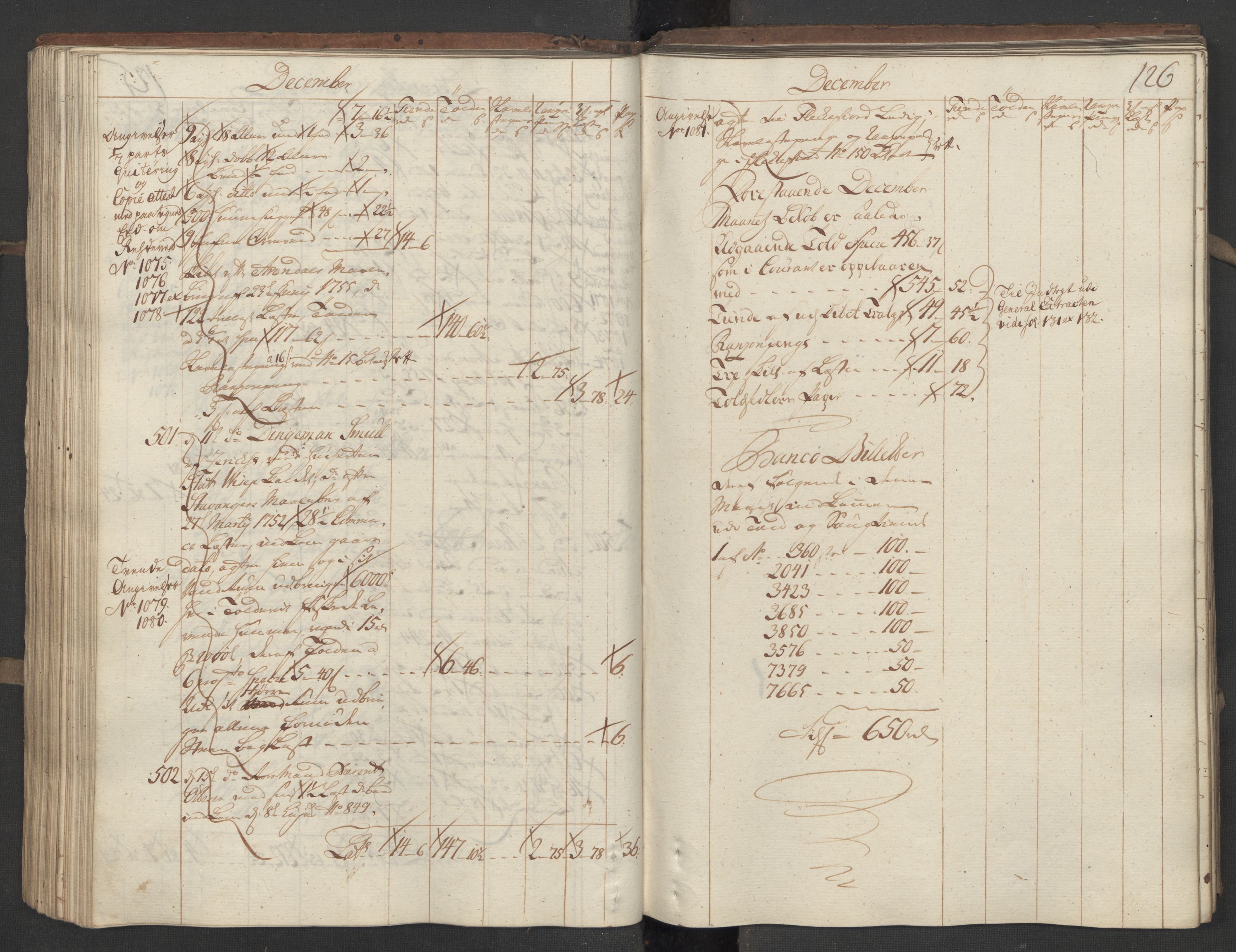 Generaltollkammeret, tollregnskaper, AV/RA-EA-5490/R15/L0030a/0001: Tollregnskaper Arendal / Utgående hovedtollbok, 1756, p. 125b-126a