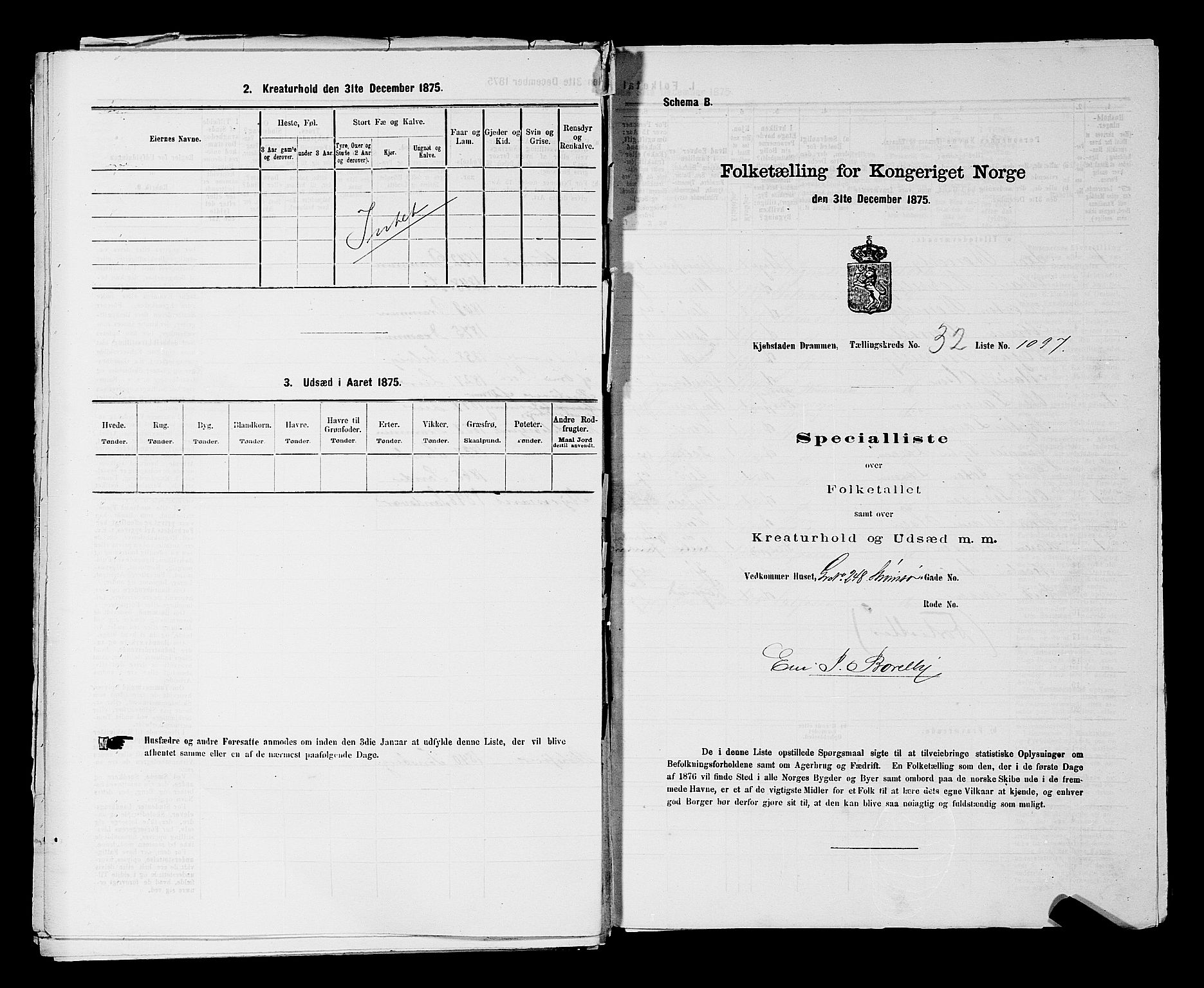SAKO, 1875 census for 0602 Drammen, 1875, p. 2927