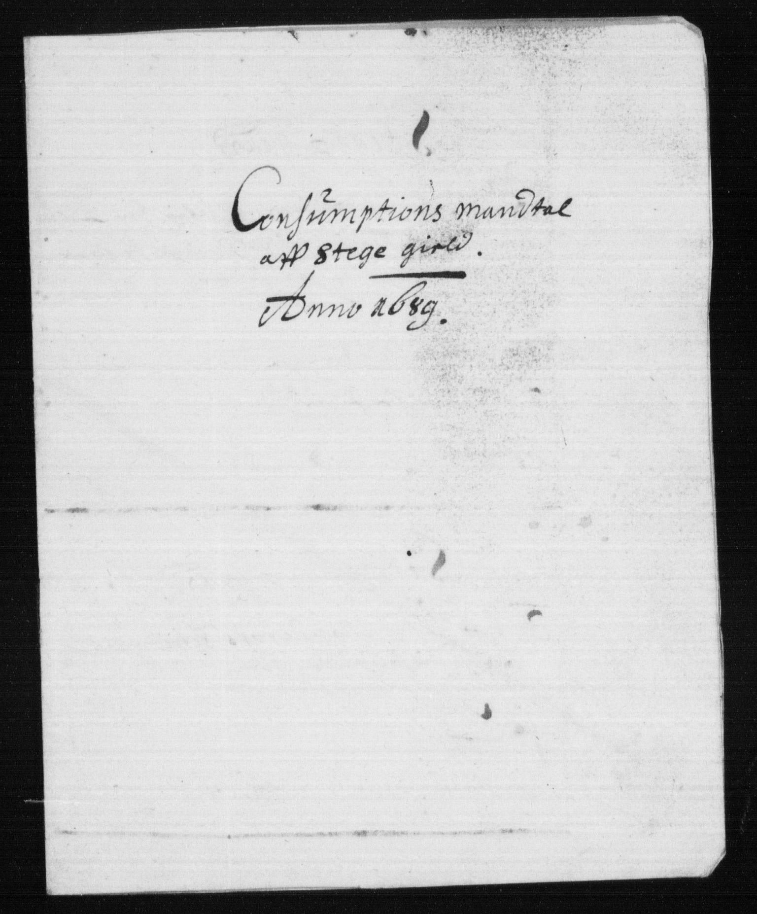 Rentekammeret inntil 1814, Reviderte regnskaper, Stiftamtstueregnskaper, Trondheim stiftamt og Nordland amt, AV/RA-EA-6044/R/Rh/L0013: Nordland amt, 1689