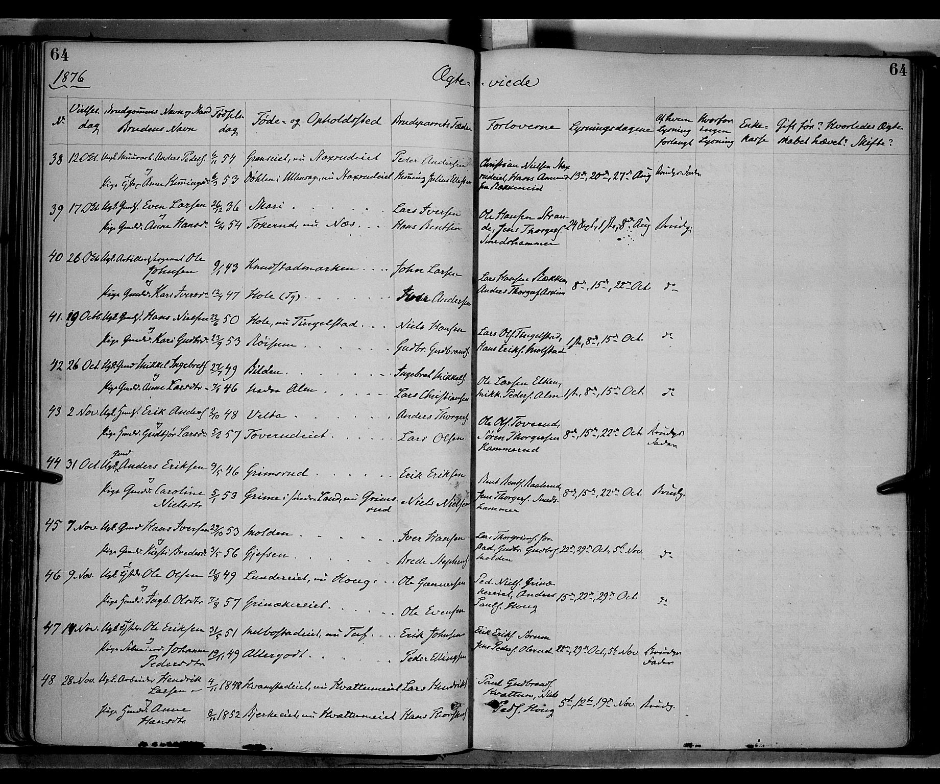 Gran prestekontor, AV/SAH-PREST-112/H/Ha/Haa/L0013: Parish register (official) no. 13, 1875-1879, p. 64