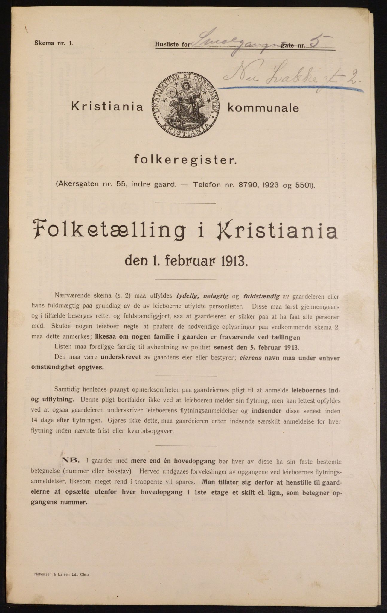 OBA, Municipal Census 1913 for Kristiania, 1913, p. 55035