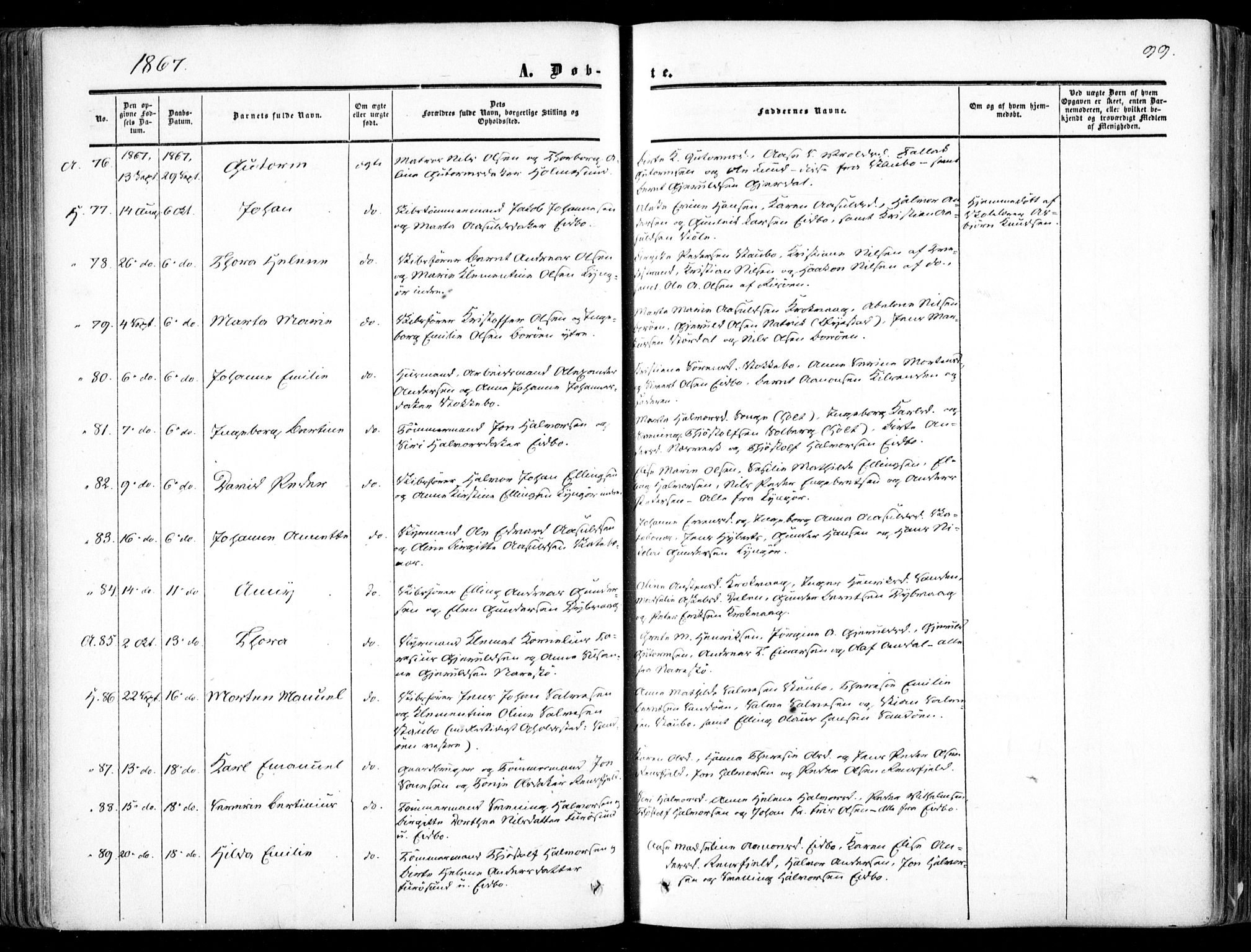 Dypvåg sokneprestkontor, SAK/1111-0007/F/Fa/Faa/L0006: Parish register (official) no. A 6, 1855-1872, p. 99