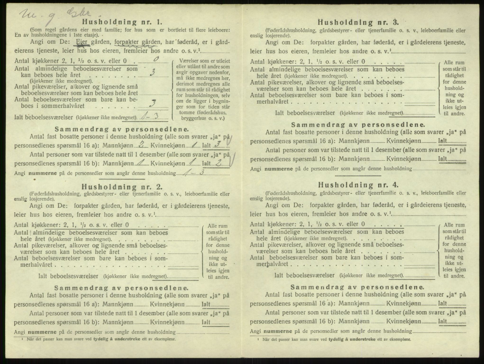 SAB, 1920 census for Hyllestad, 1920, p. 381