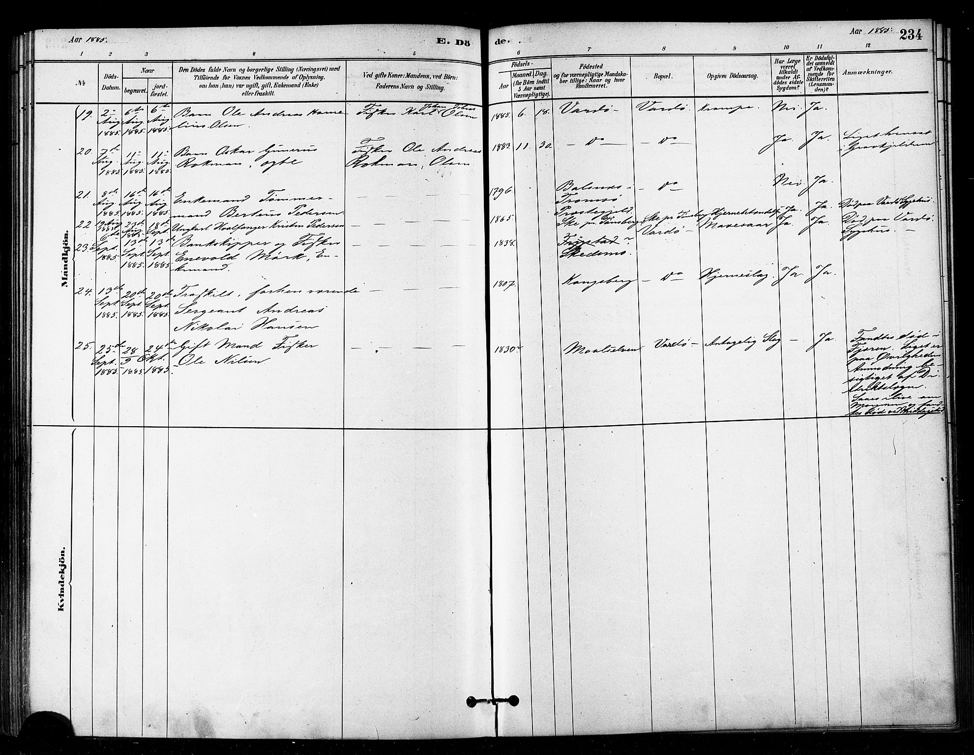 Vardø sokneprestkontor, AV/SATØ-S-1332/H/Ha/L0006kirke: Parish register (official) no. 6, 1879-1886, p. 234