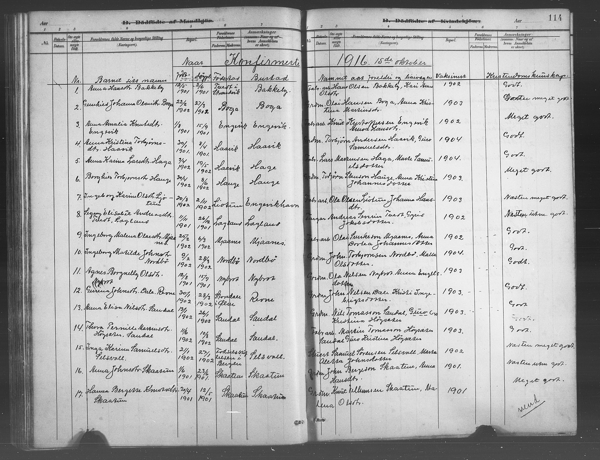 Fusa sokneprestembete, SAB/A-75401/H/Hab: Parish register (copy) no. C 2, 1886-1926, p. 114
