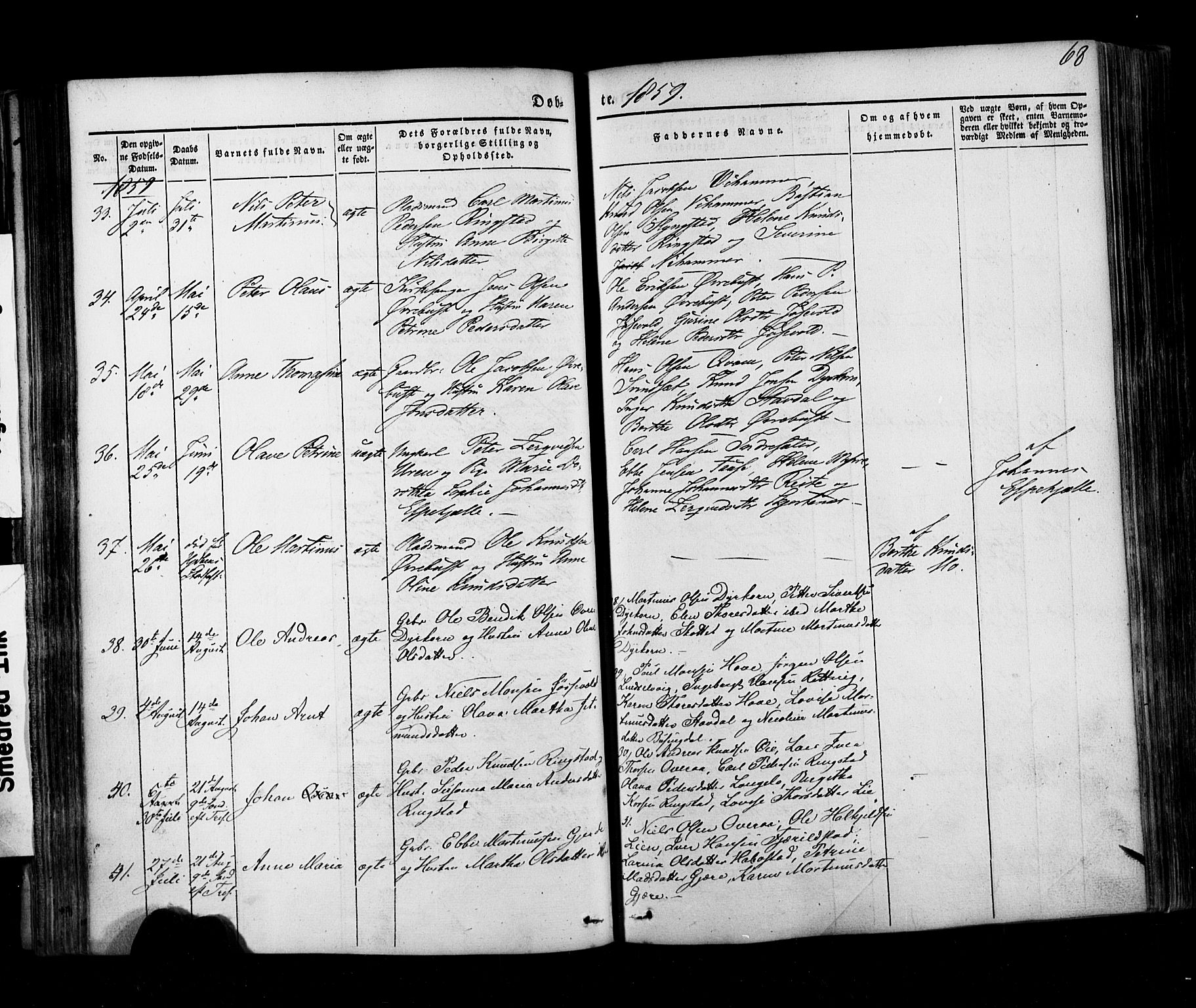 Ministerialprotokoller, klokkerbøker og fødselsregistre - Møre og Romsdal, AV/SAT-A-1454/520/L0275: Parish register (official) no. 520A05, 1844-1881, p. 68