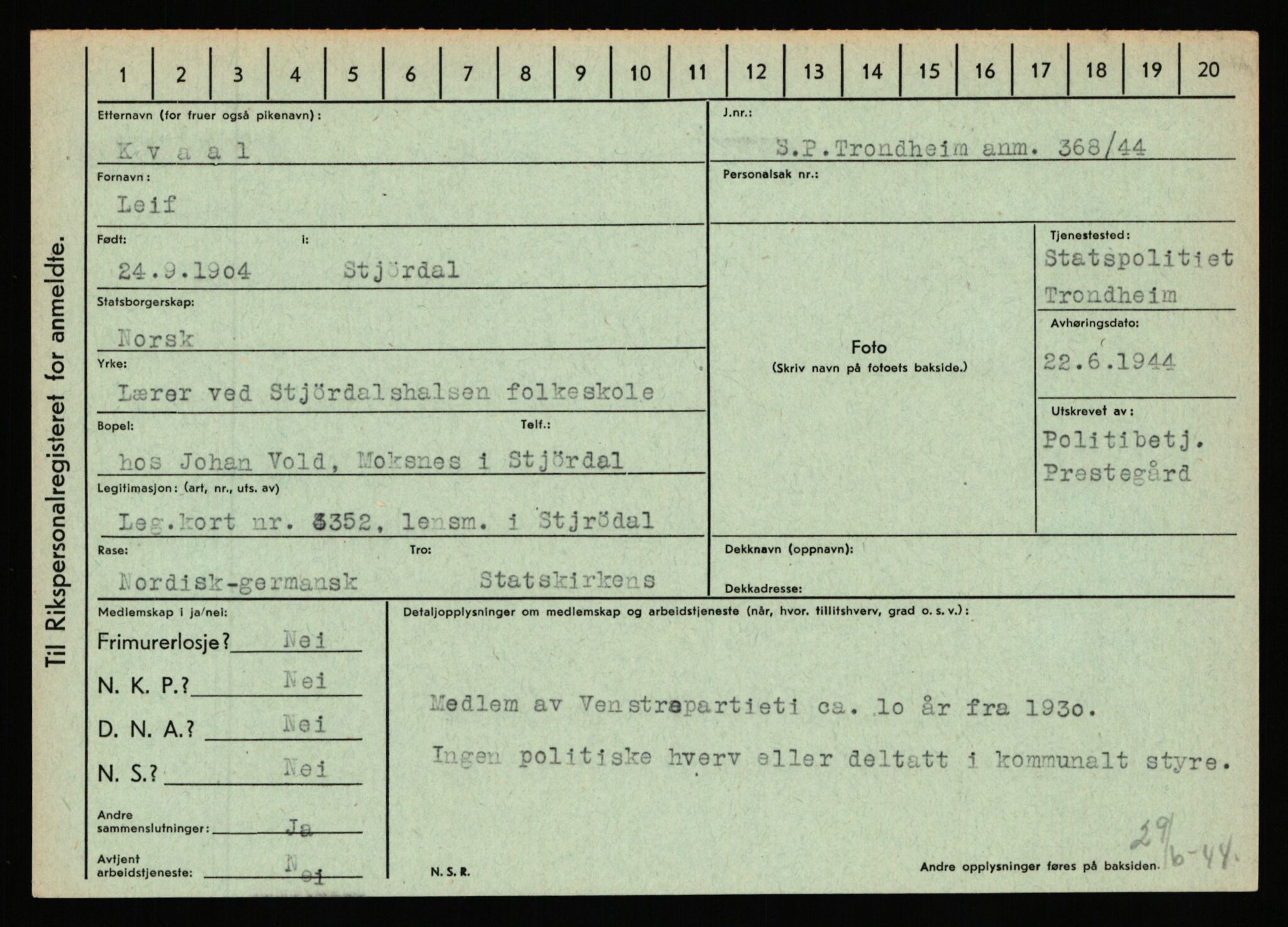 Statspolitiet - Hovedkontoret / Osloavdelingen, AV/RA-S-1329/C/Ca/L0009: Knutsen - Limstrand, 1943-1945, p. 2090