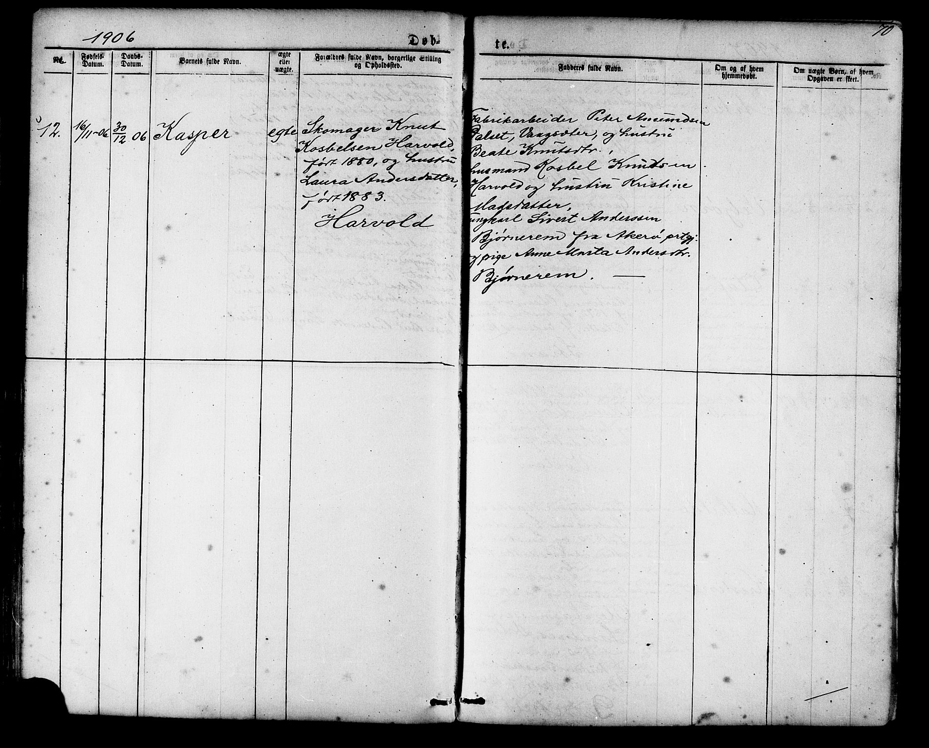 Ministerialprotokoller, klokkerbøker og fødselsregistre - Møre og Romsdal, SAT/A-1454/548/L0614: Parish register (copy) no. 548C02, 1867-1917, p. 70