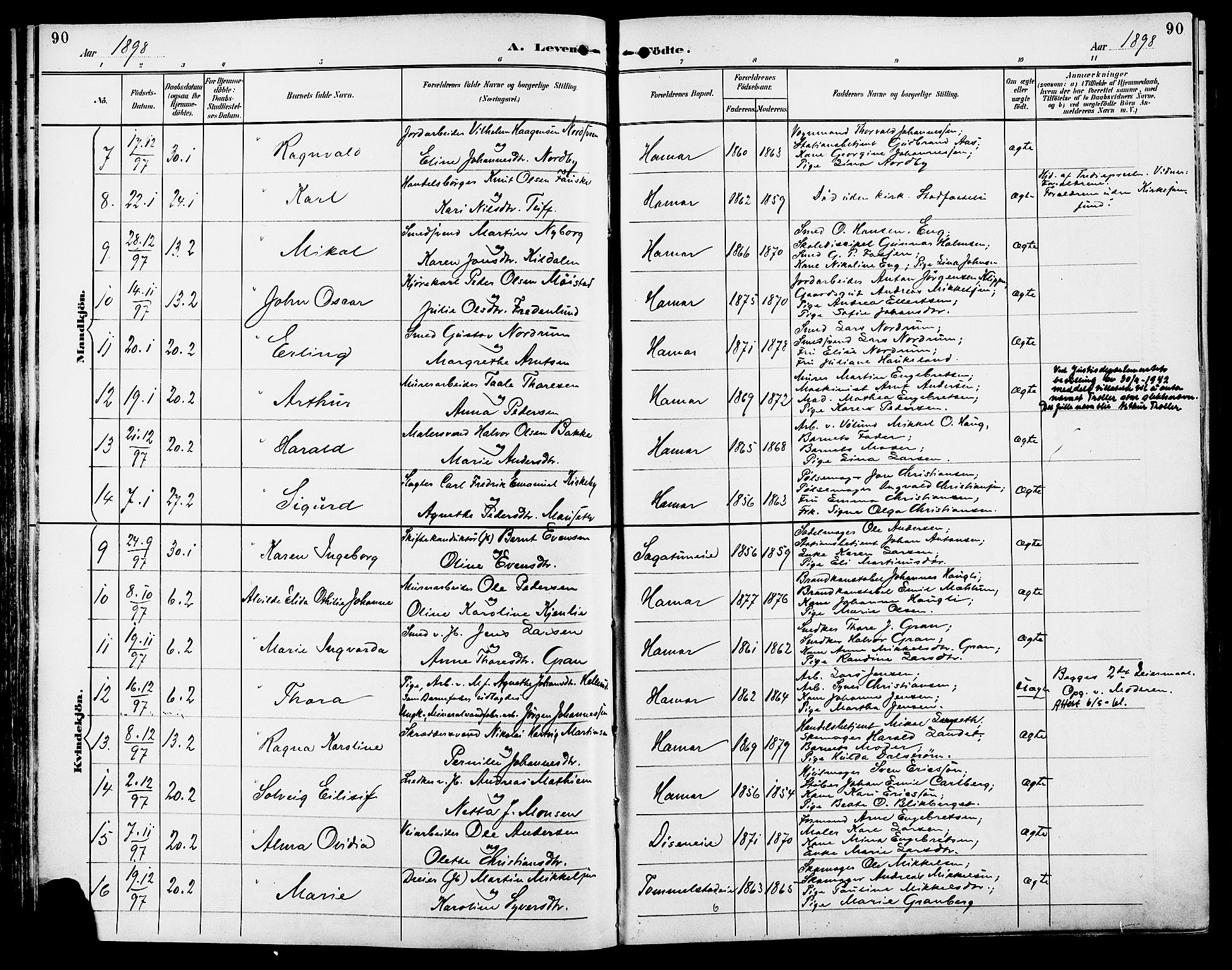 Vang prestekontor, Hedmark, SAH/PREST-008/H/Ha/Haa/L0017: Parish register (official) no. 17, 1890-1899, p. 90