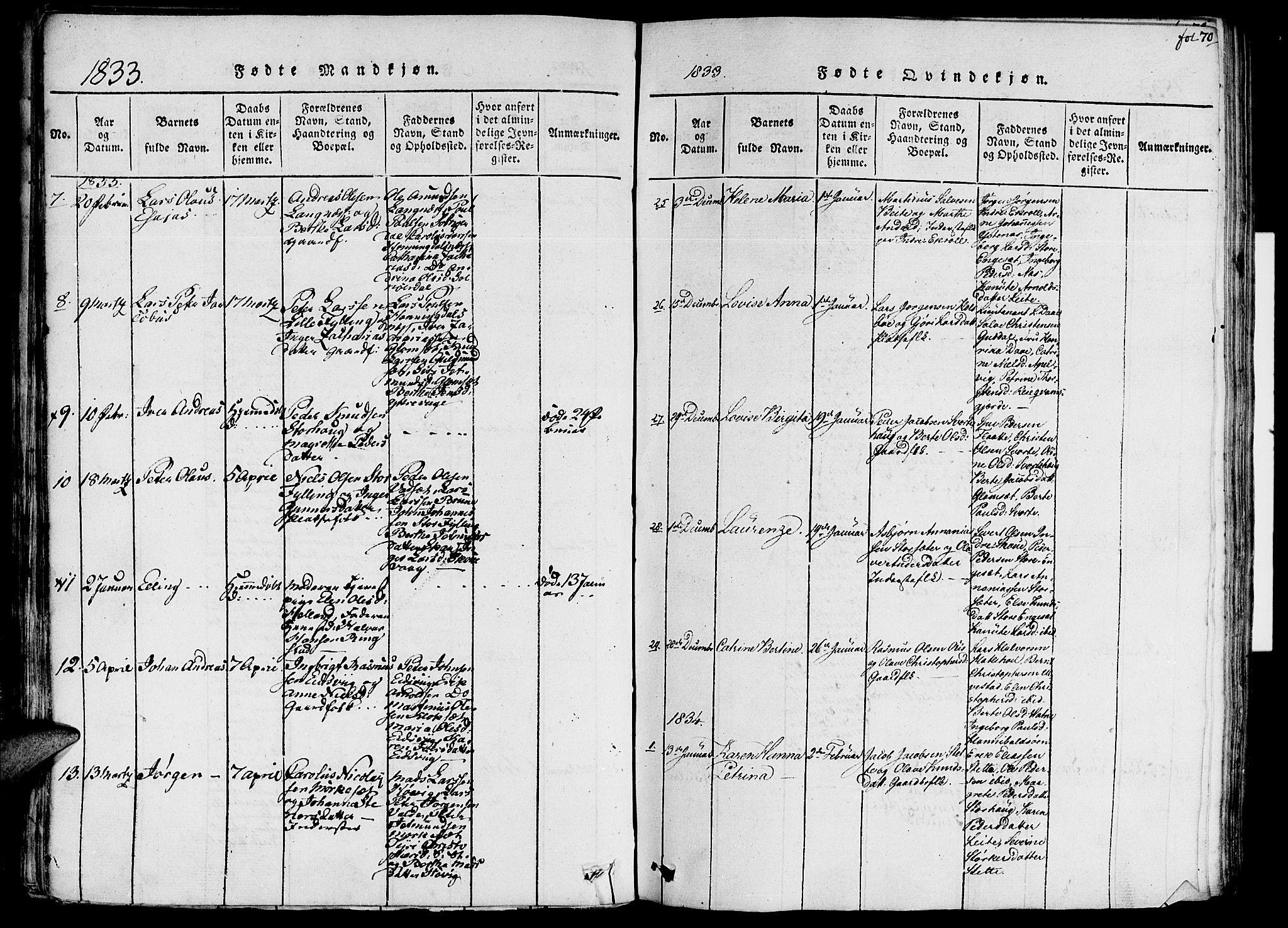 Ministerialprotokoller, klokkerbøker og fødselsregistre - Møre og Romsdal, AV/SAT-A-1454/524/L0351: Parish register (official) no. 524A03, 1816-1838, p. 70