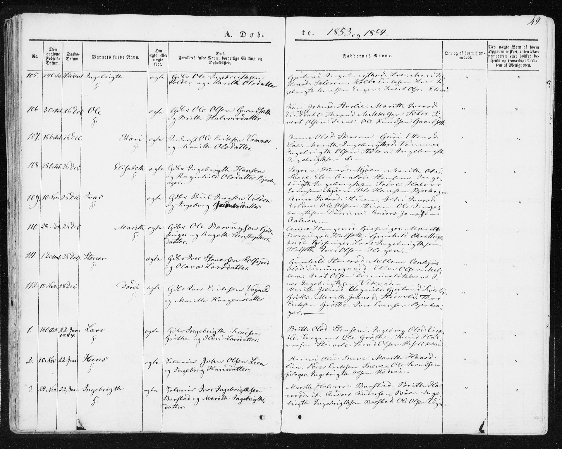Ministerialprotokoller, klokkerbøker og fødselsregistre - Sør-Trøndelag, SAT/A-1456/678/L0899: Parish register (official) no. 678A08, 1848-1872, p. 49