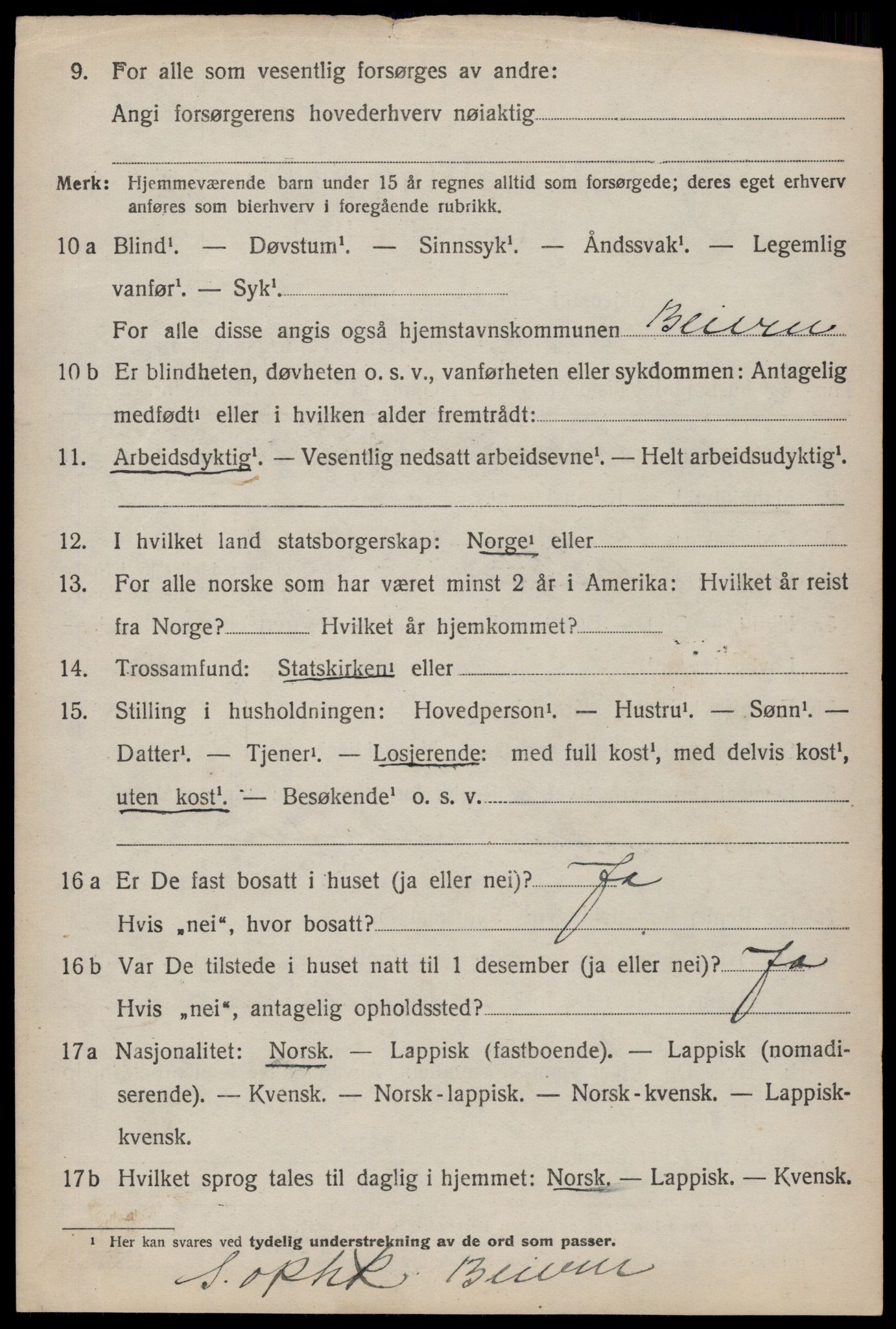 SAT, 1920 census for Fauske, 1920, p. 7587