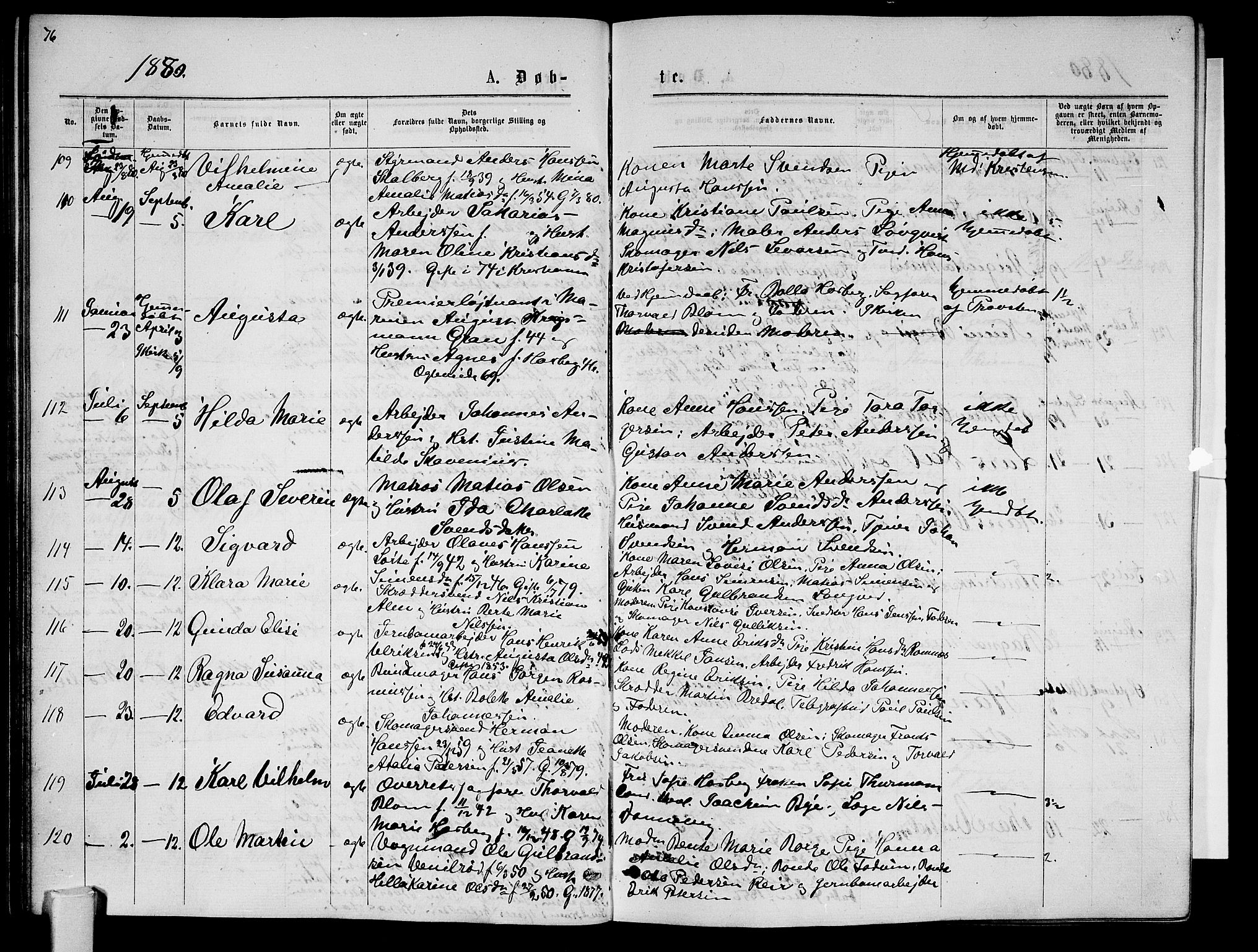 Tønsberg kirkebøker, AV/SAKO-A-330/G/Ga/L0005: Parish register (copy) no. 5, 1875-1885, p. 76