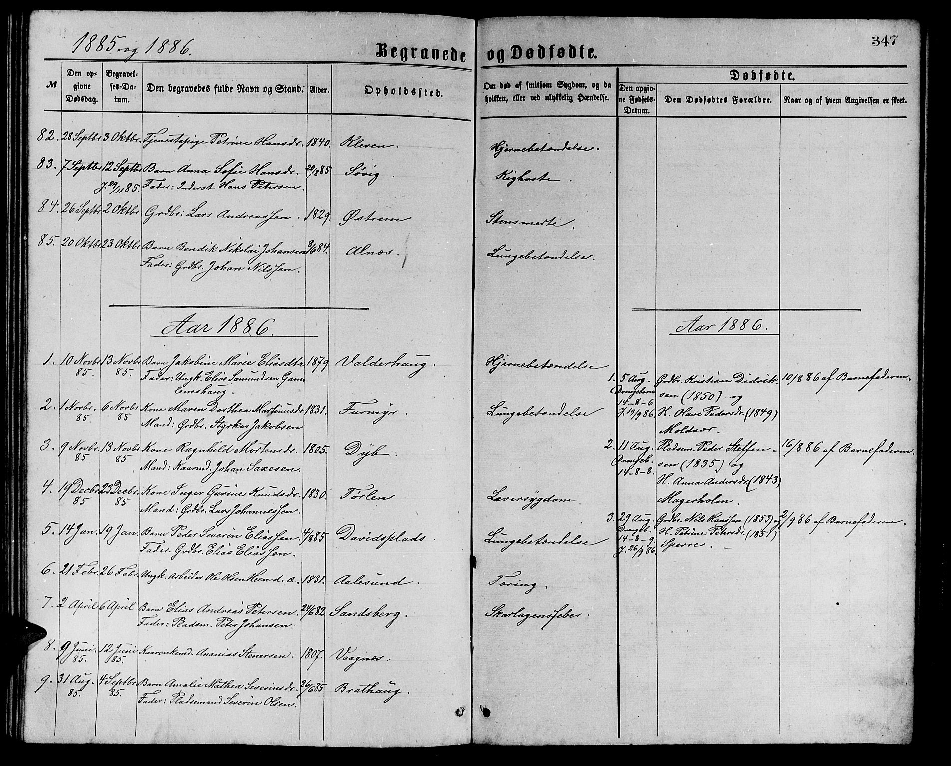 Ministerialprotokoller, klokkerbøker og fødselsregistre - Møre og Romsdal, AV/SAT-A-1454/528/L0429: Parish register (copy) no. 528C10, 1872-1886, p. 347