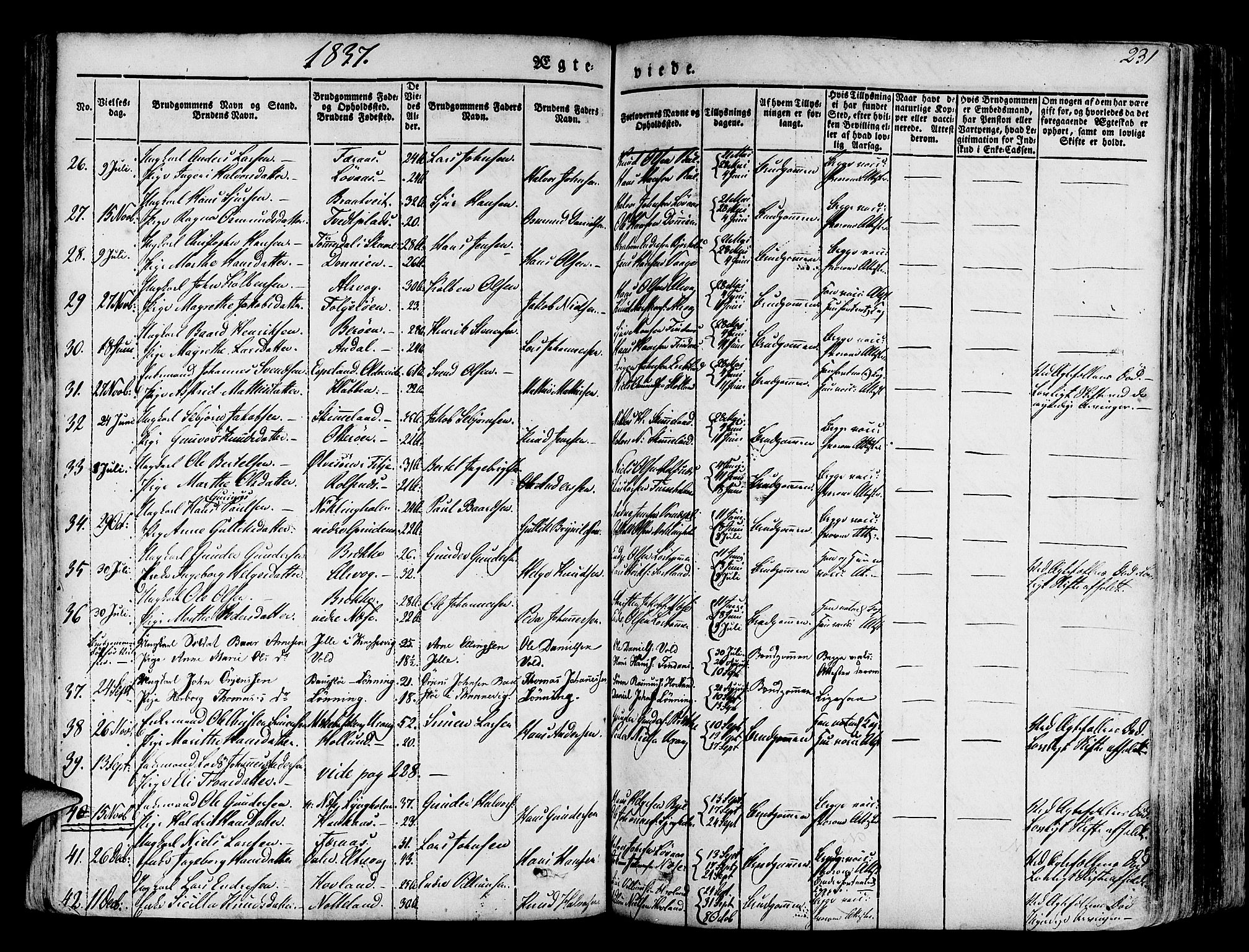 Finnås sokneprestembete, SAB/A-99925/H/Ha/Haa/Haaa/L0006: Parish register (official) no. A 6, 1836-1850, p. 231