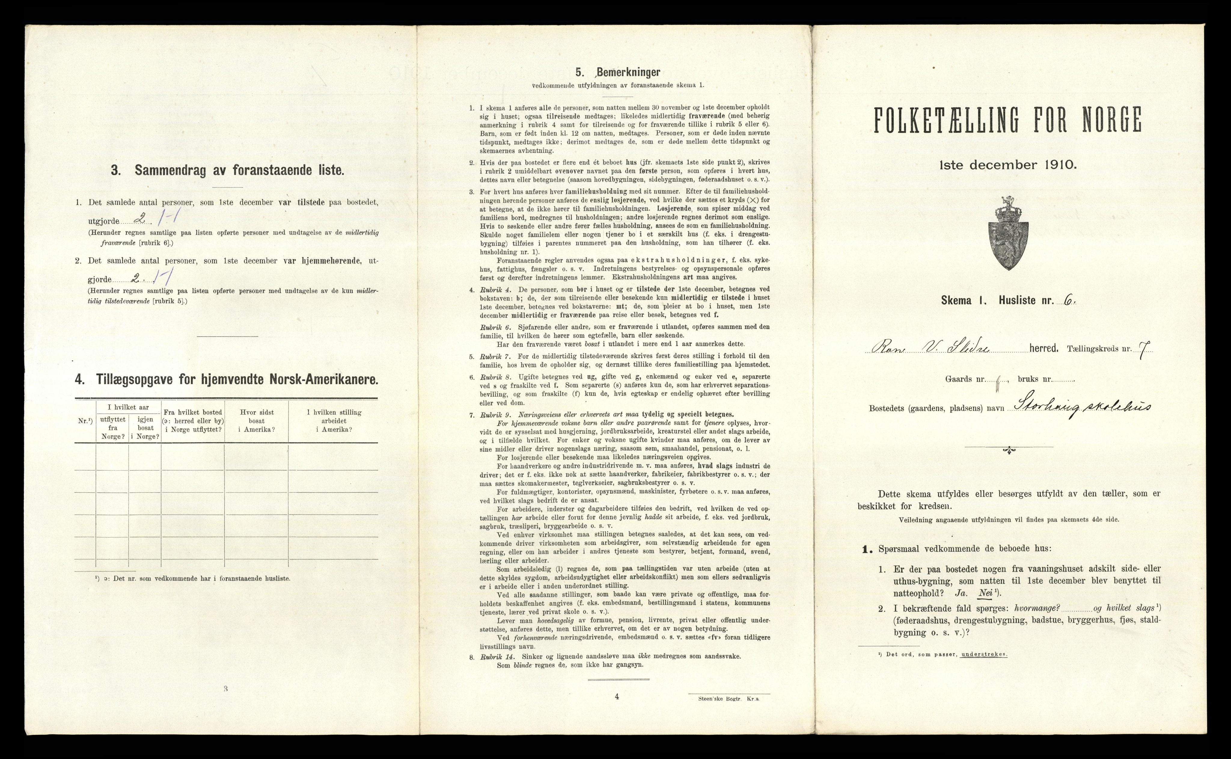 RA, 1910 census for Vestre Slidre, 1910, p. 689